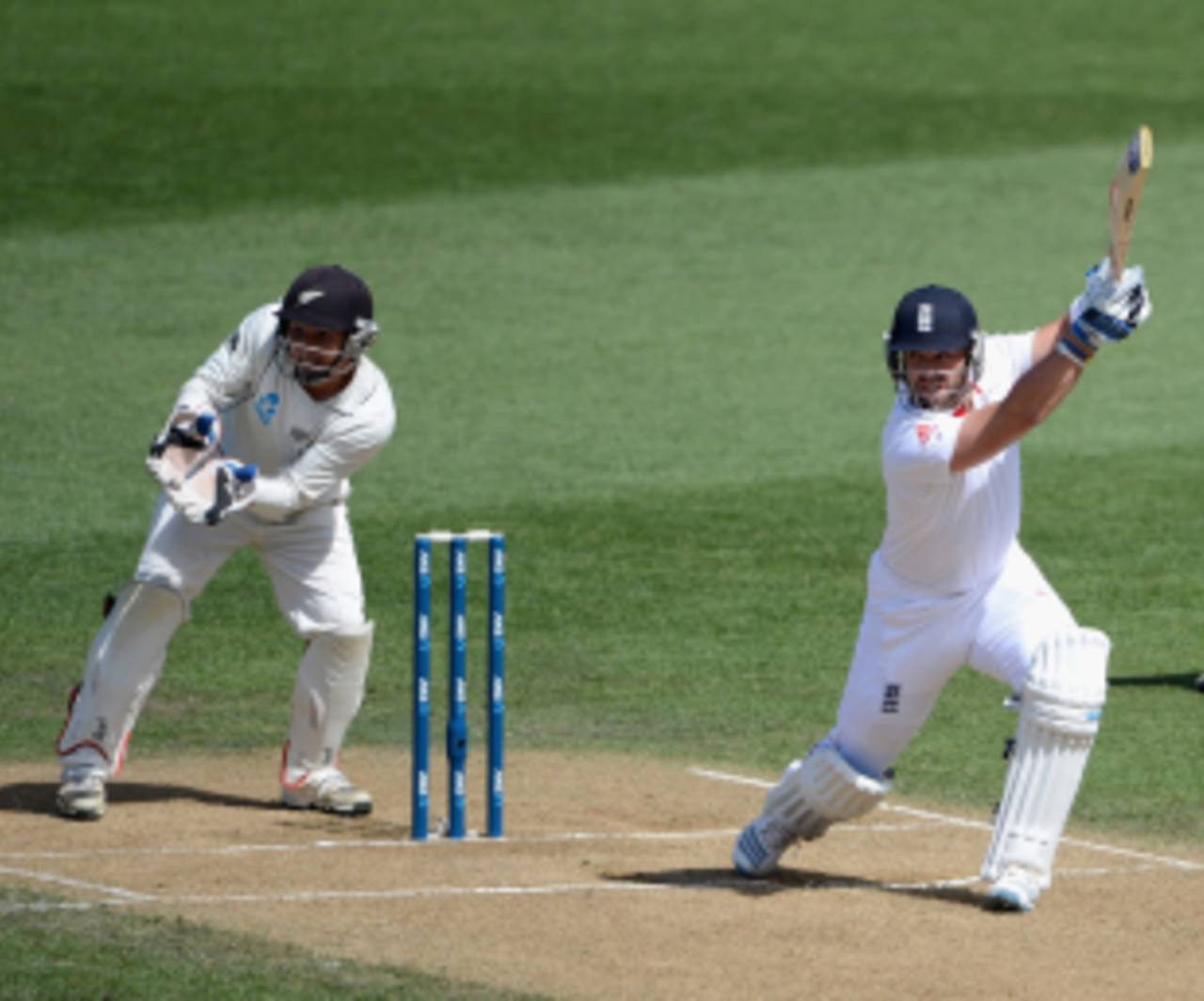 Matt Prior sends one through the off side, New Zealand v England, 3rd Test, Auckland, 3rd day, March 24, 2013