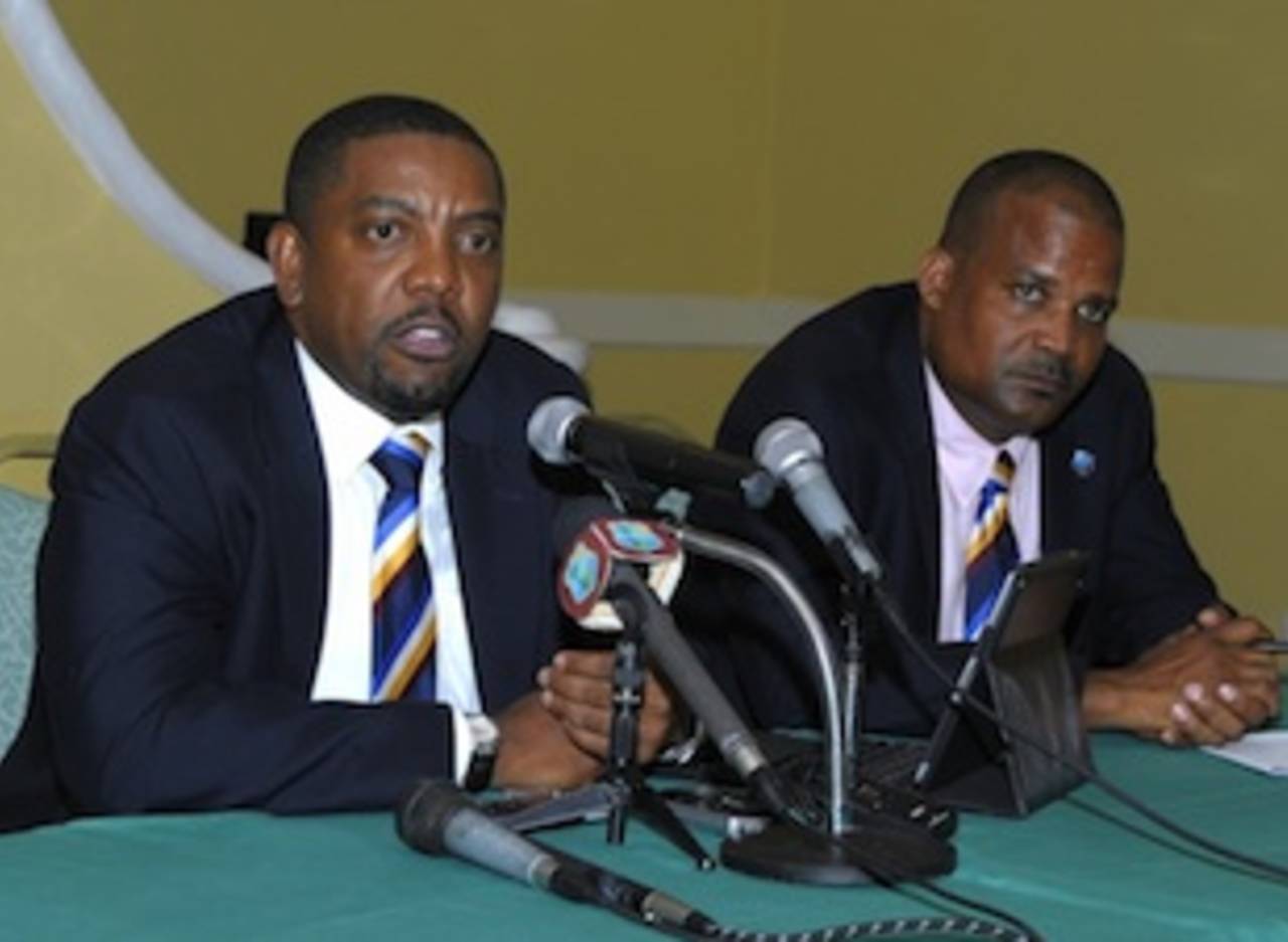 Whycliffe 'Dave' Cameron (left) and Emmanuel Nanthan, the WICB's new president and vice-president