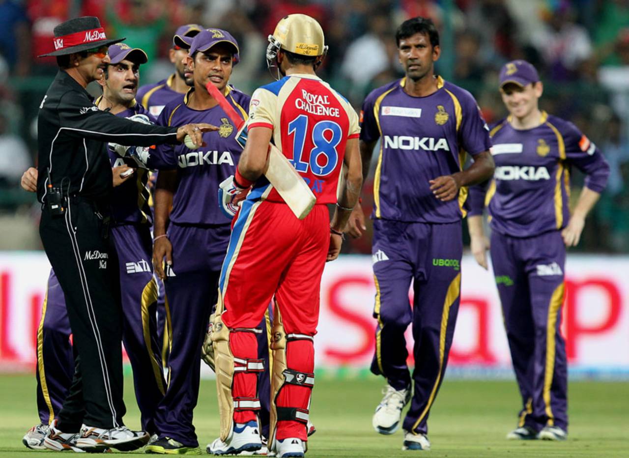 Virat Kohli has a stand off with Gautam Gambhir, Royal Challengers Bangalore v Kolkata Knight Riders, IPL, Bangalore, April 11, 2013