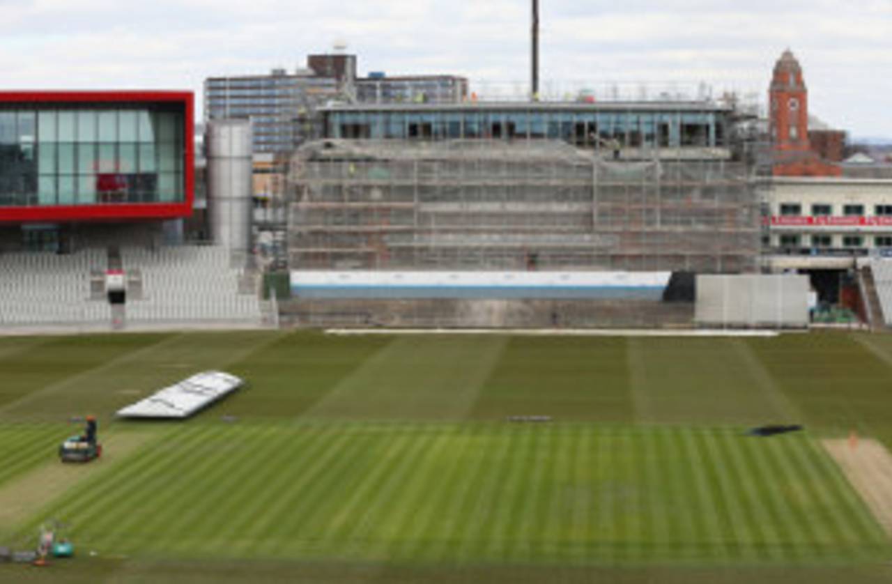 Work continues on the Old Trafford pavilion ahead of the Ashes Test&nbsp;&nbsp;&bull;&nbsp;&nbsp;Getty Images