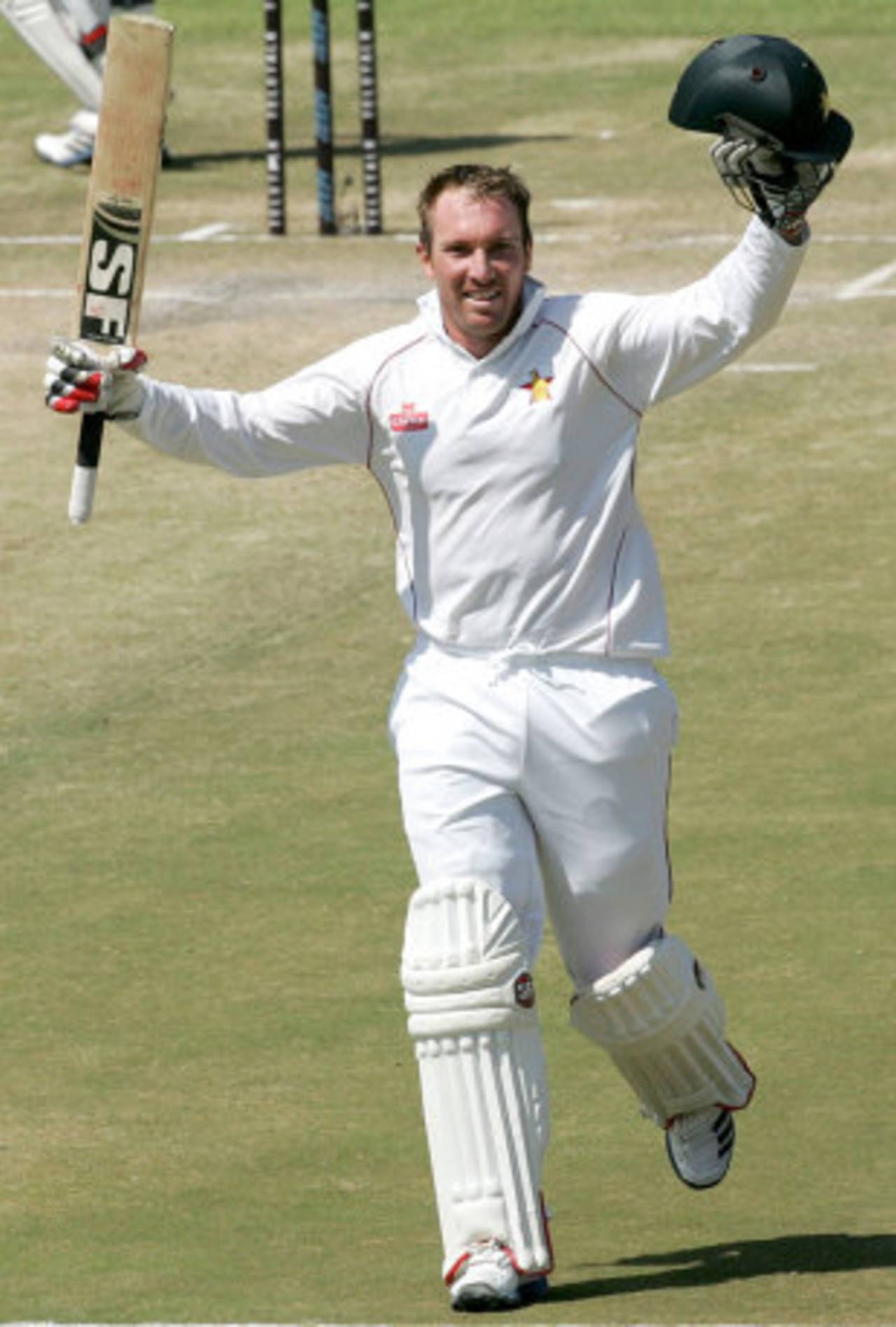 Brendan Taylor celebrates his second century of the match, Zimbabwe v Bangladesh, 1st Test, Harare, 4th day, April 20, 2013
