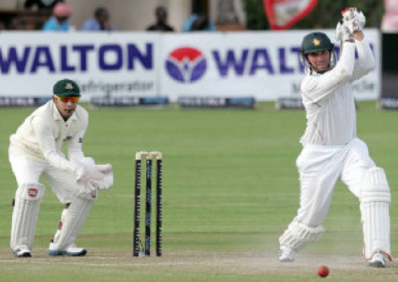 Brendan Taylor drives through the covers, Zimbabwe v Bangladesh, 2nd Test, Harare, 2nd day, April 26, 2013