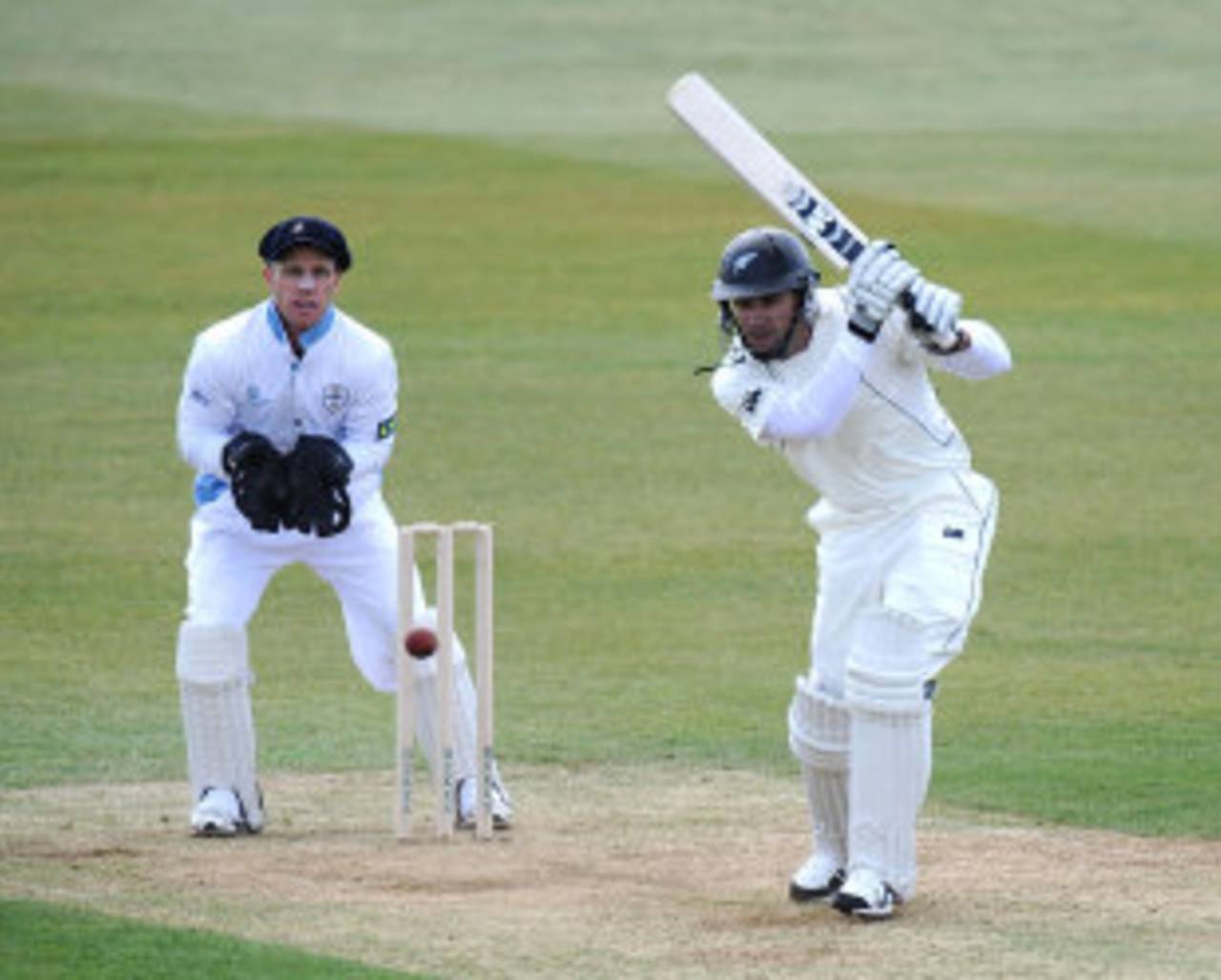 Dean Brownlie goes through the off side during his 71, Derbyshire v New Zealanders, Tour Match, 1st day, Derby, May 4, 2013