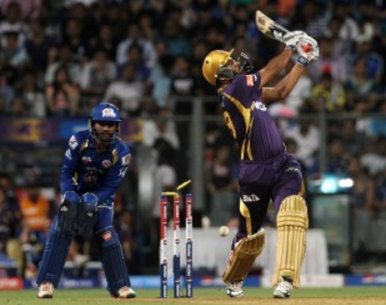 Yusuf Pathan was bowled for 13, Mumbai Indians v Kolkata Knight Riders, IPL, Mumbai, May 7, 2013