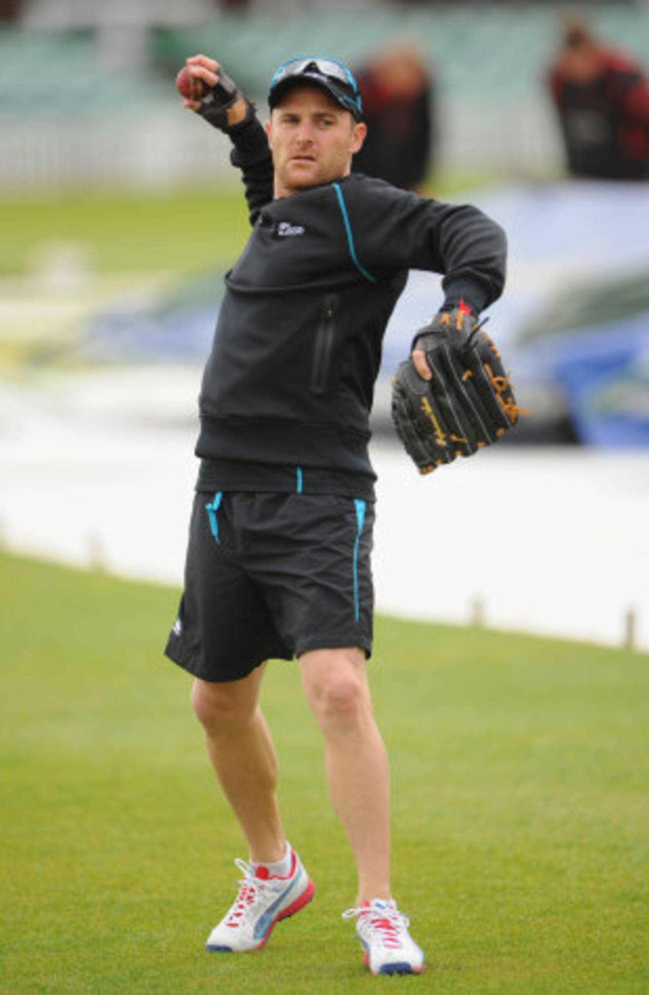 Brendon McCullum takes part in a fielding drill, England Lions v New Zealanders, Tour match, Grace Road, May 8, 2013