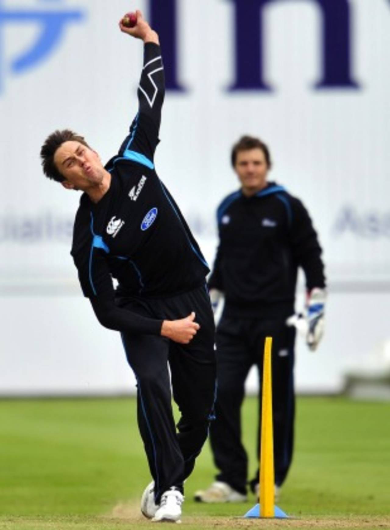 Trent Boult bowls at a net session, Lord's, May 15, 2013