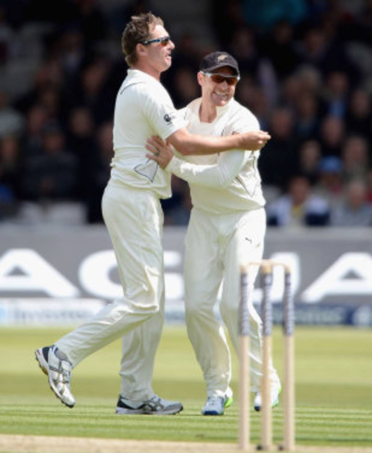 Bruce Martin celebrates his wicket with Brendon McCullum, England v New Zealand, 1st Investec Test, Lord's, 1st day, May 16, 2013