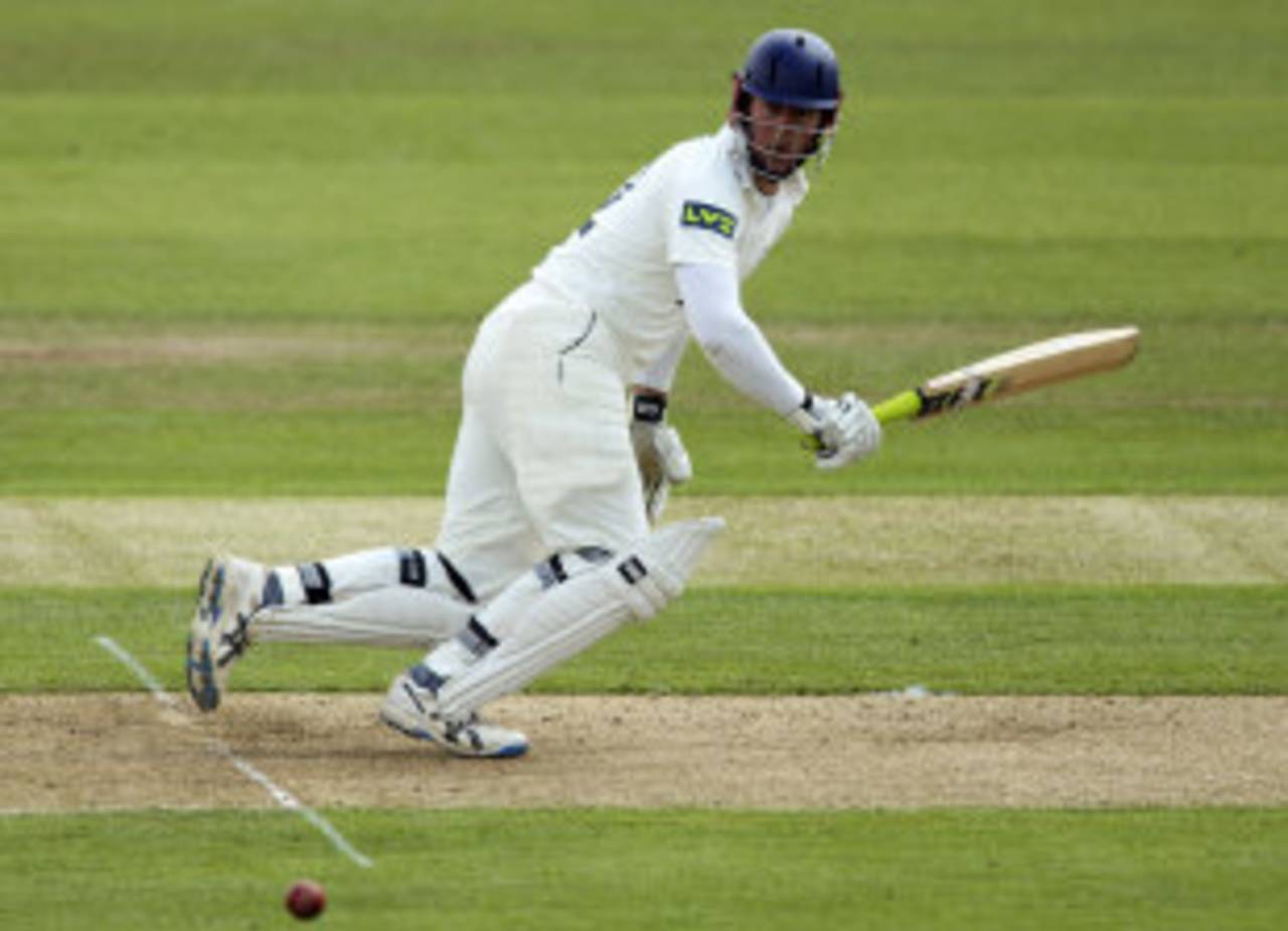Joe Sayers turns the ball off his pads, Warwickshire v Yorkshire, County Championship, Division One, Edgbaston, 2nd day, May 16, 2013