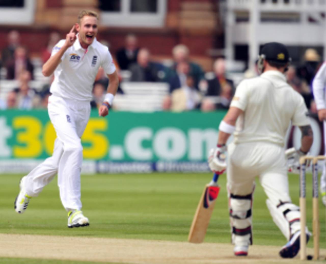 Stuart Broad removed Brendon McCullum in his first over of the third day, England v New Zealand, 1st Investec Test, Lord's, 3rd day, May 18, 2013