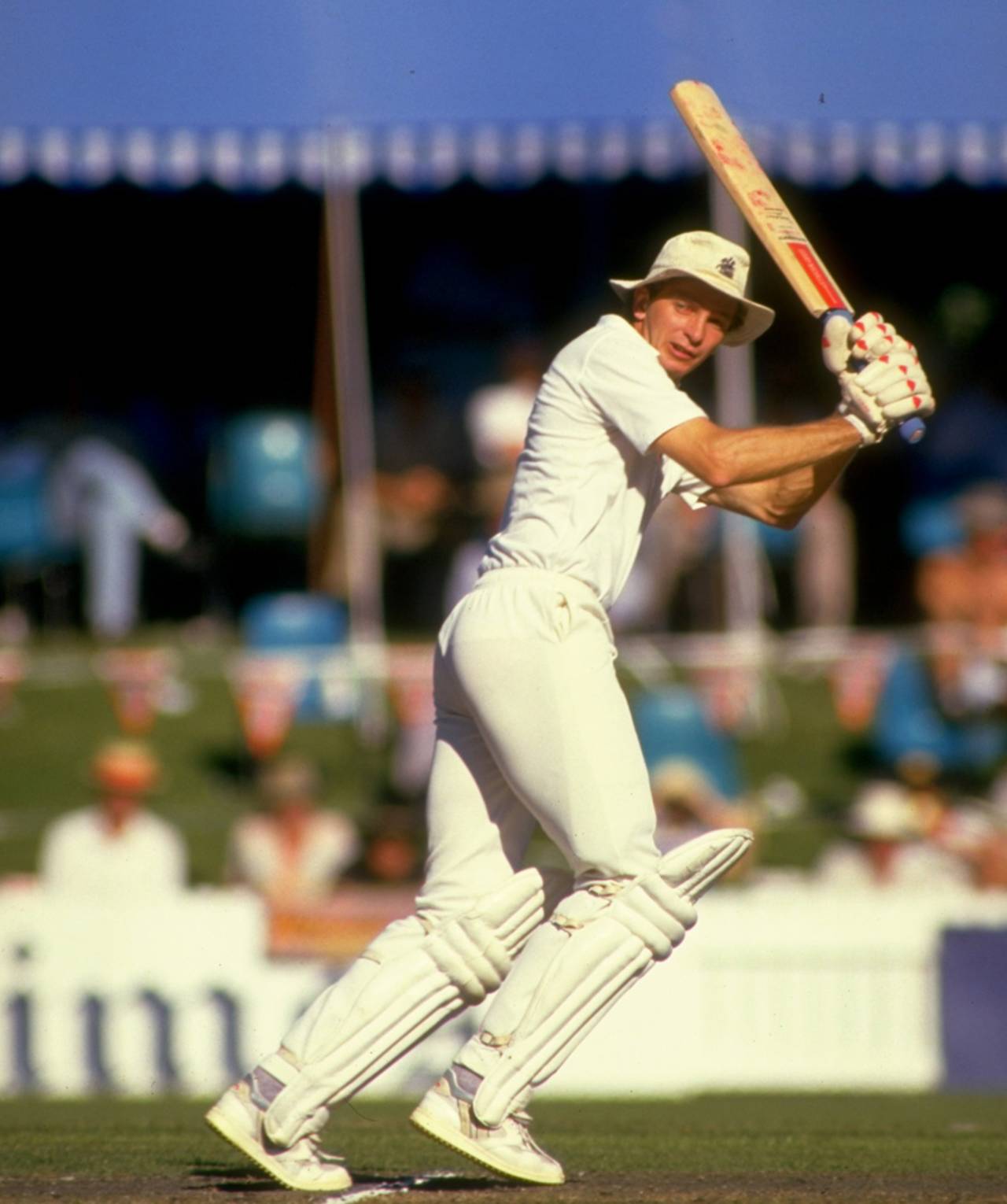 David Gower flicks behind square on his way to 68, Prime Minister's XI v England XI, Canberra, December 23, 1986