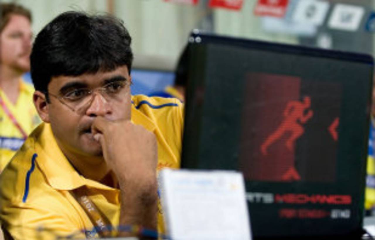 Gurunath Meiyappan follows a match from near the Chennai Super Kings dugout, Mumbai, April 22, 2010