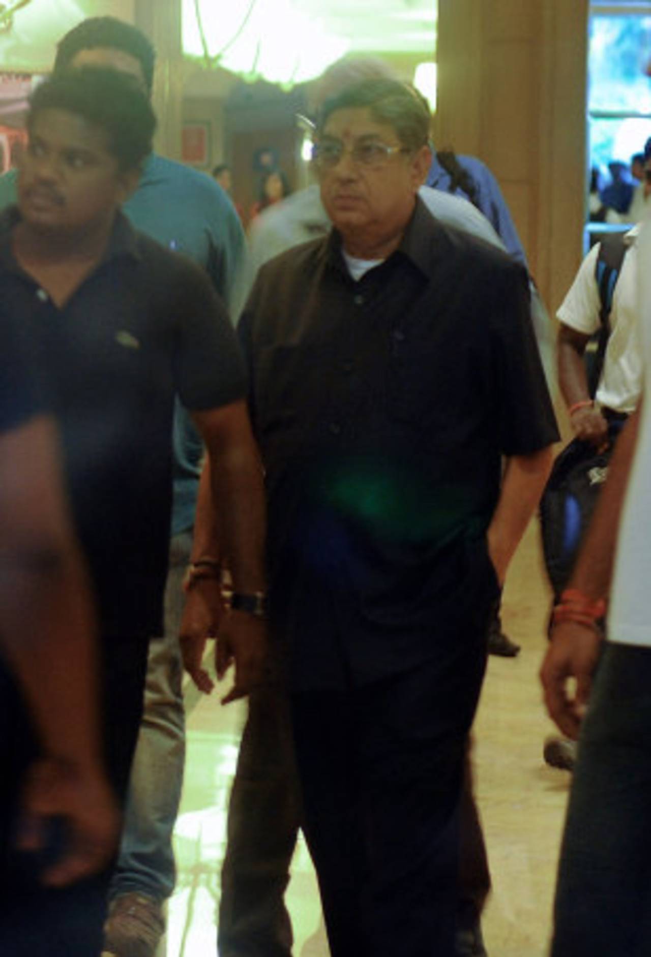 N Srinivasan leaves after the BCCI meeting held in Chennai, June 2, 2013