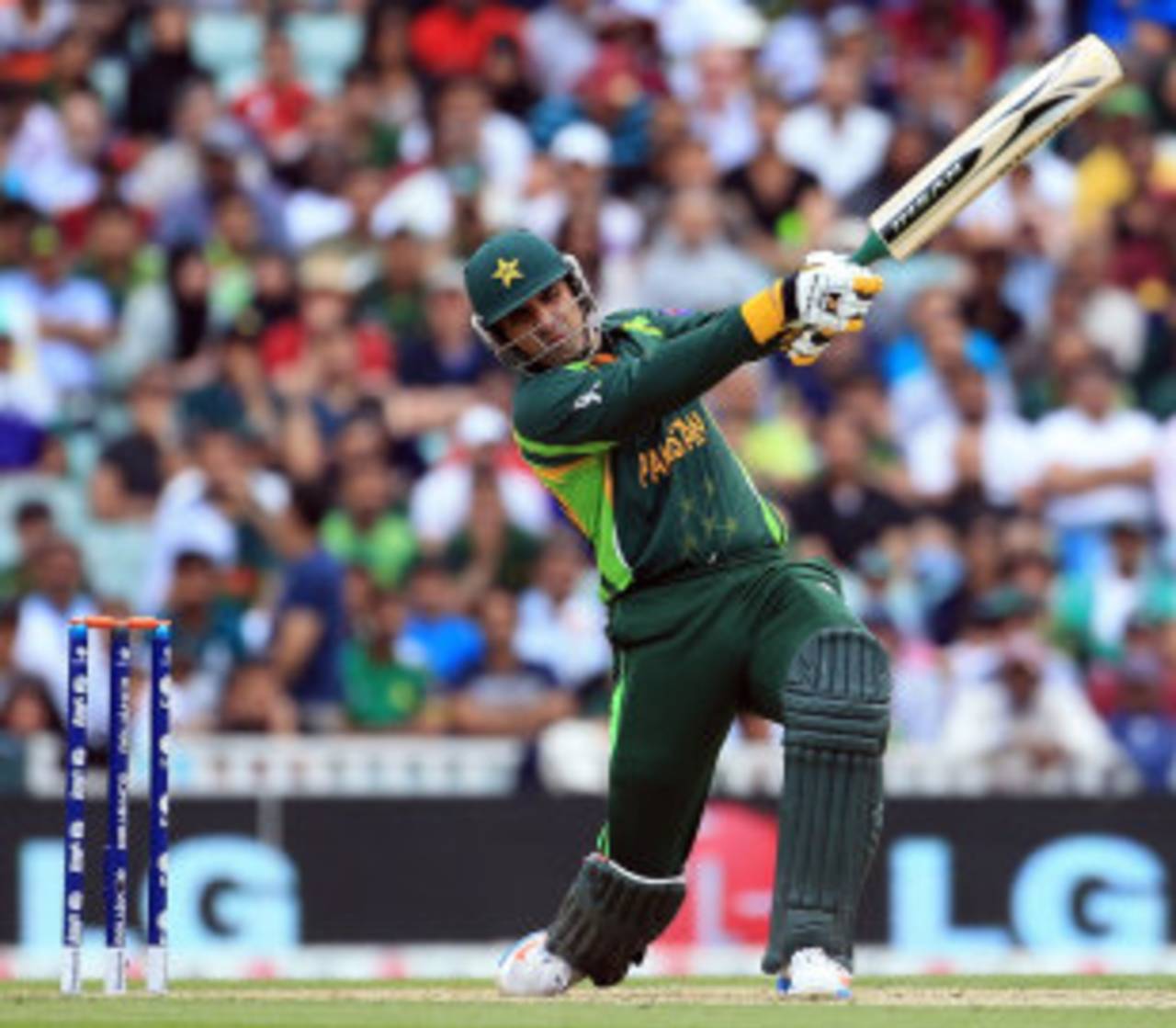 Misbah ul-Haq bludgeons one down the ground, West Indies v Pakistan, Champions Trophy, Group B, The Oval, June 7, 2013