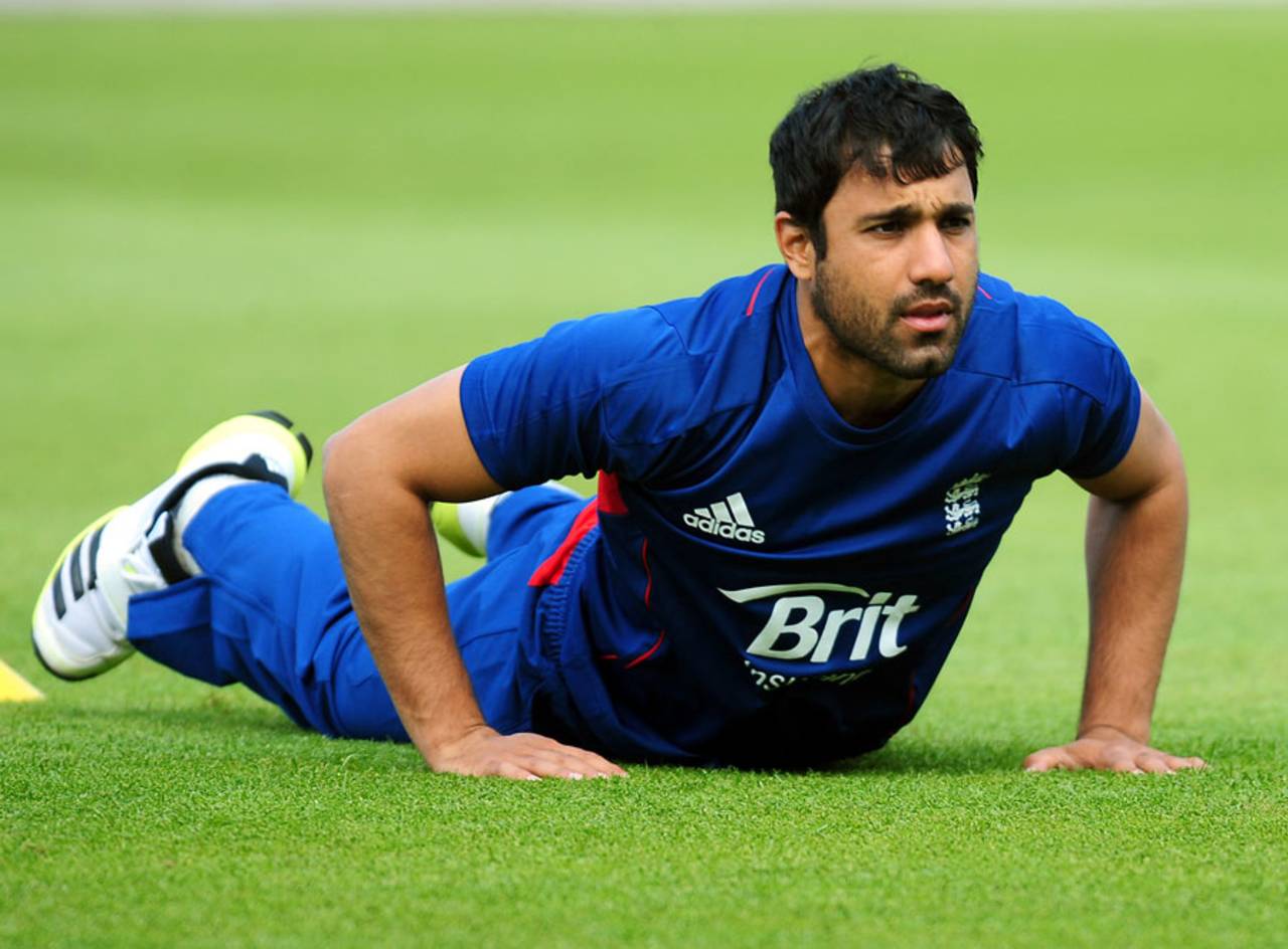 Ravi Bopara stretches his back, Champions Trophy, Edgbaston, June, 7, 2013
