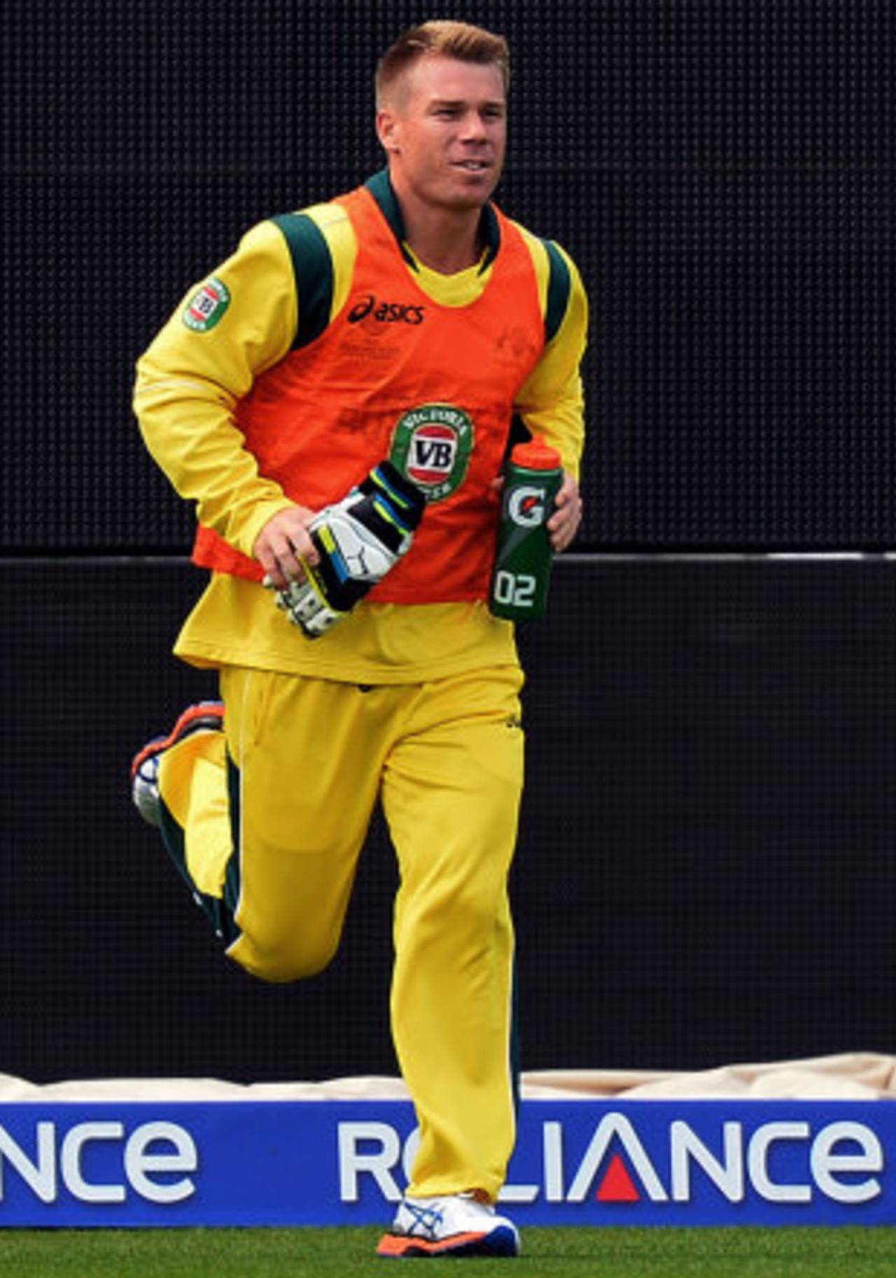 David Warner performs his 12th man duties, Australia v New Zealand, Champions Trophy, Group A, Edgbaston, June 12, 2013