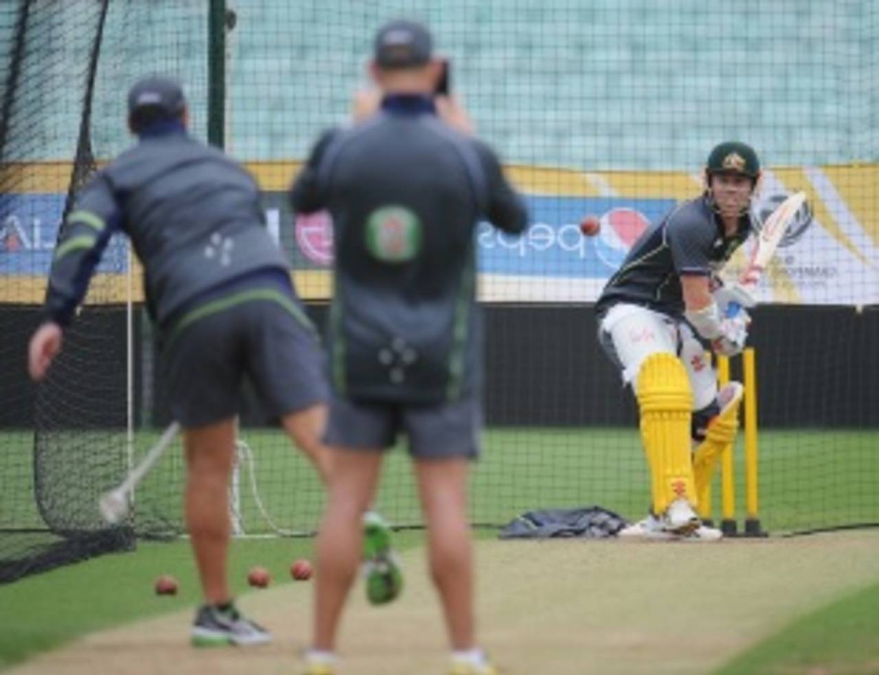 David Warner bats in the nets, The Oval, June 14, 2013