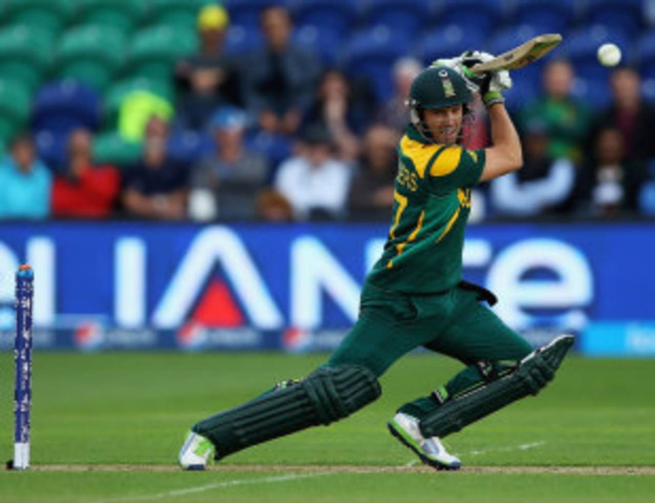 AB de Villiers plays square to the off side, South Africa v West Indies, Champions Trophy, Group B, Cardiff, June 14, 2013