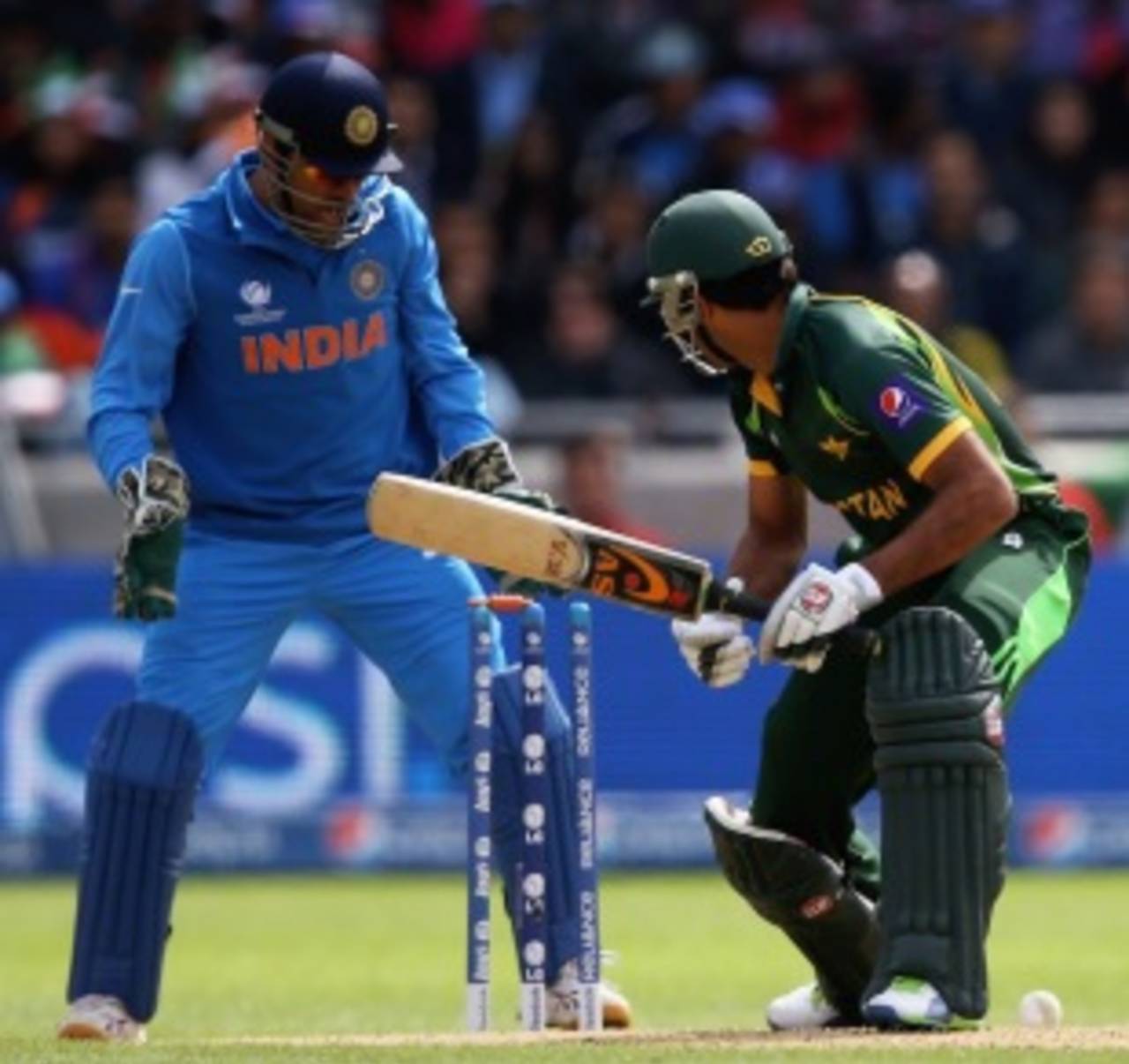 Misbah-ul-Haq was bowled for 22, India v Pakistan, Champions Trophy, Group B, Edgbaston, June 15, 2013