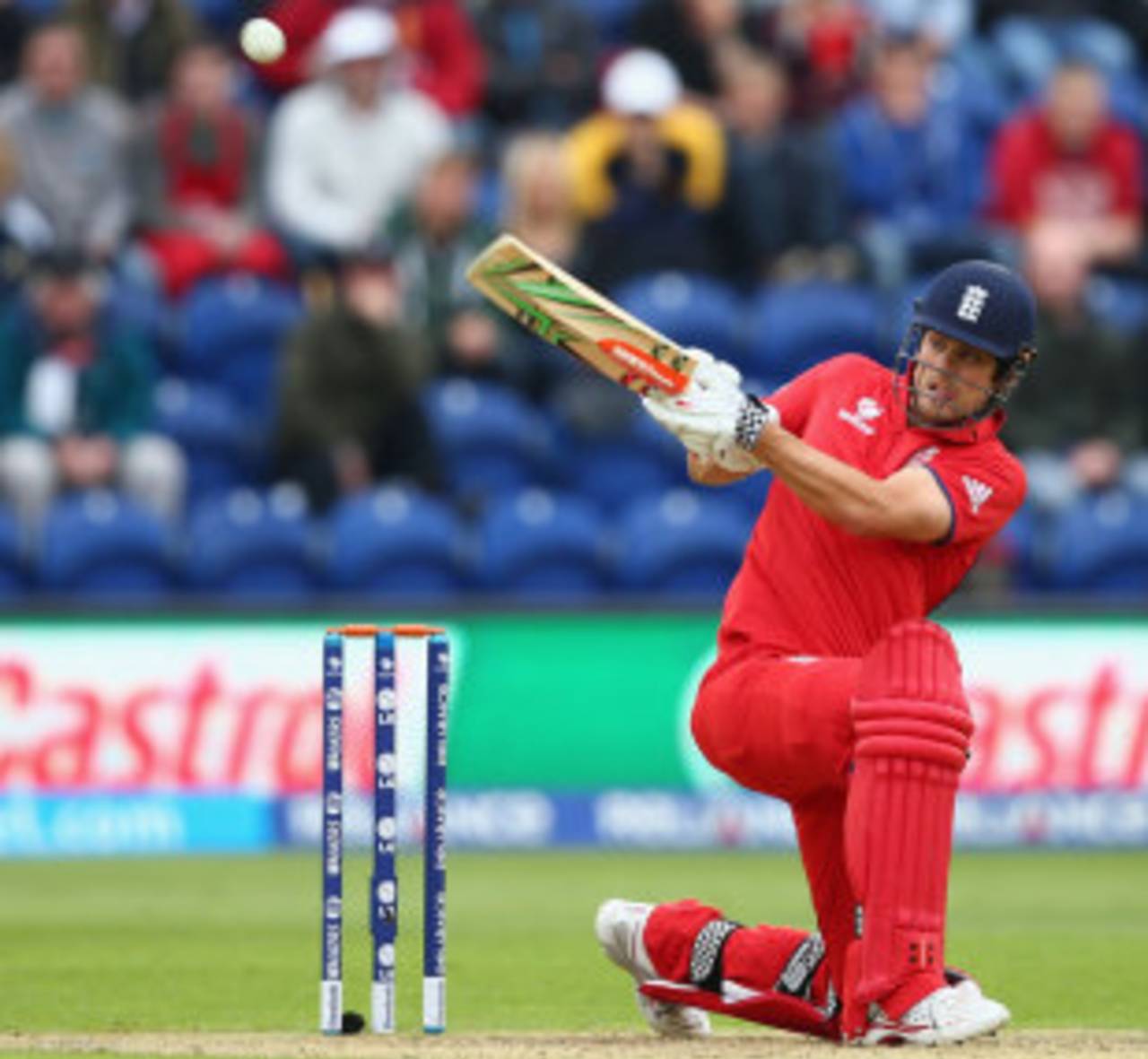 Alastair Cook plays a ramp over the keeper's head, England v New Zealand, Champions Trophy, Group A, Cardiff, June 16, 2013