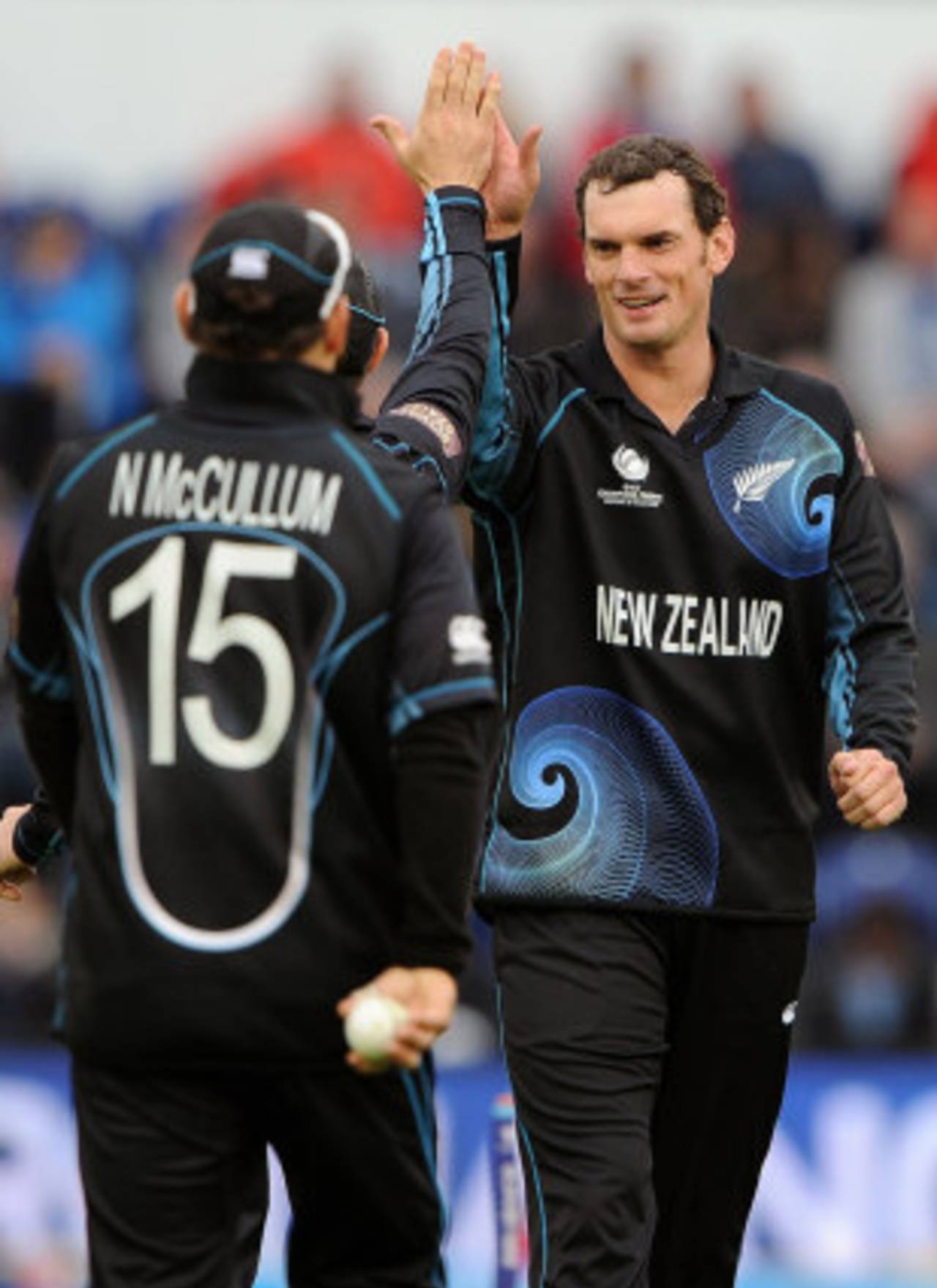 Kyle Mills celebrates a wicket, England v New Zealand, Champions Trophy, Group A, Cardiff, June 16, 2013