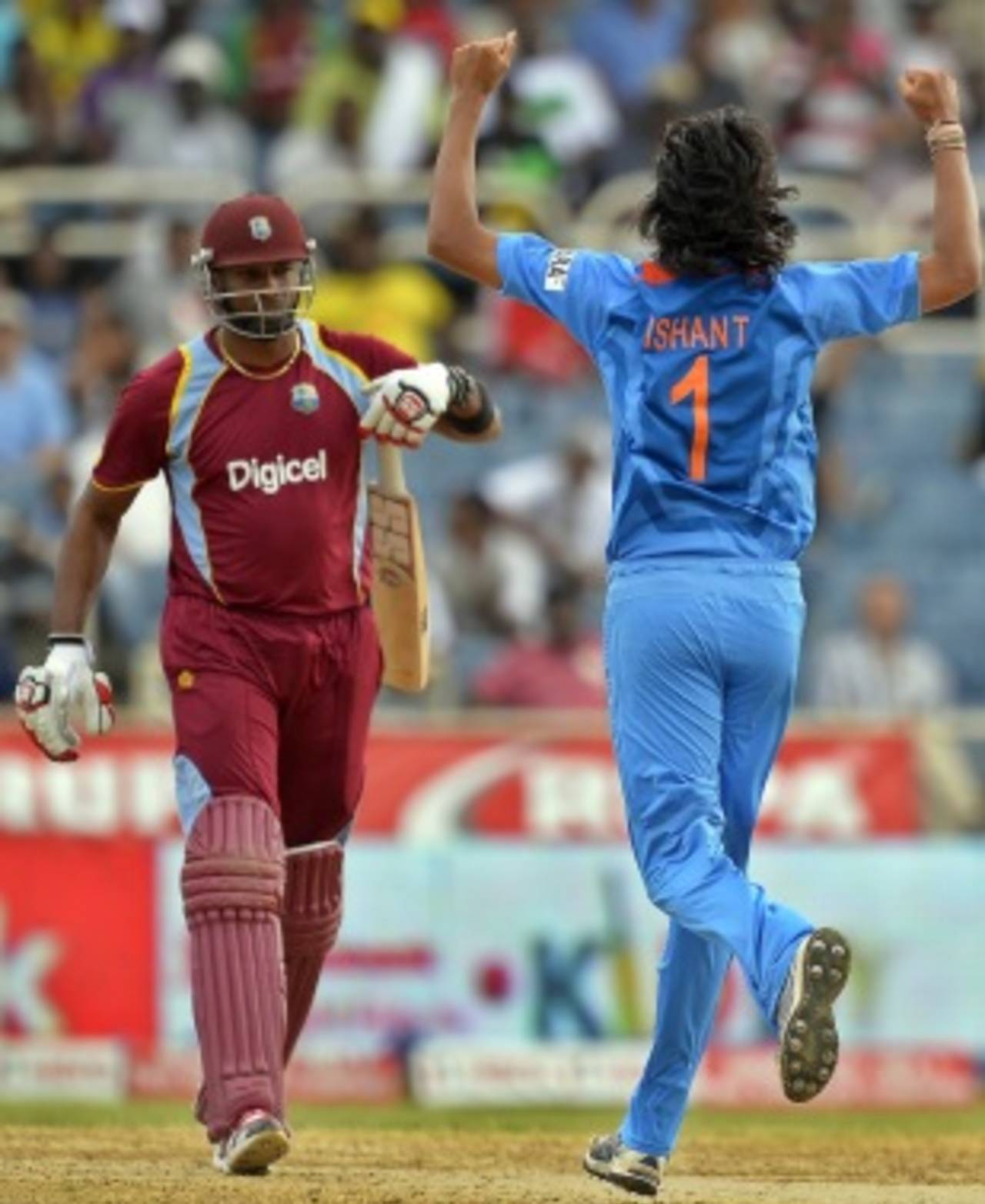 Ishant Sharma had Kieron Pollard caught behind for 4, West Indies v India, West Indies tri-series, Kingston, June 30, 2013