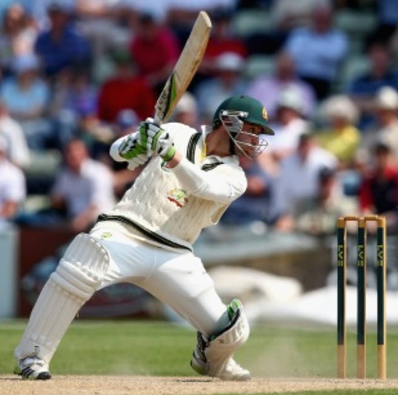 Phillip Hughes crashes one through off side, Worcestershire v Australians, Tour match, New Road, 3rd day, July 4, 2013