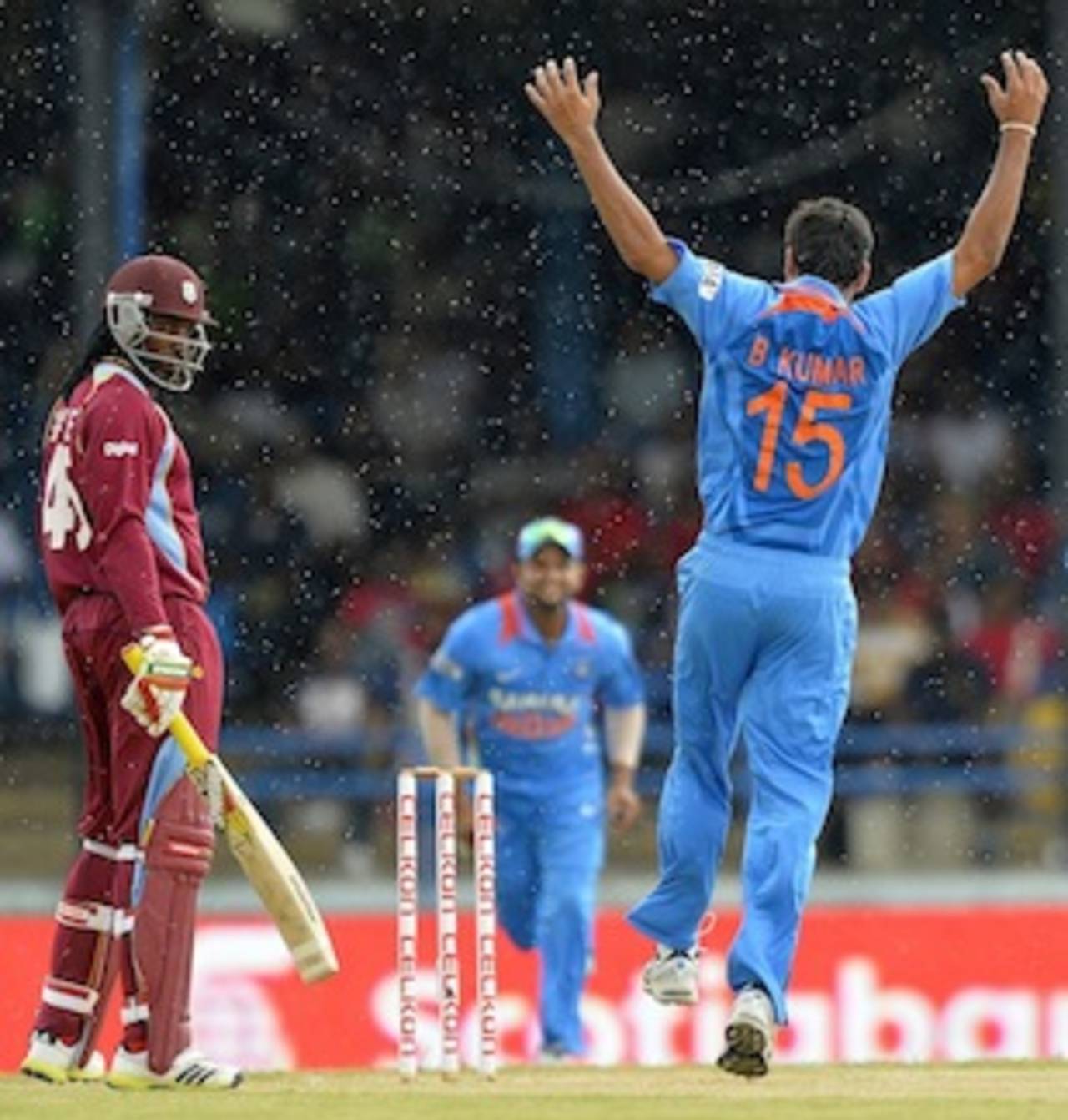 Bhuvneshwar Kumar had Chris Gayle caught behind, West Indies v India, West Indies tri-series, Port of Spain, July 5, 2013
