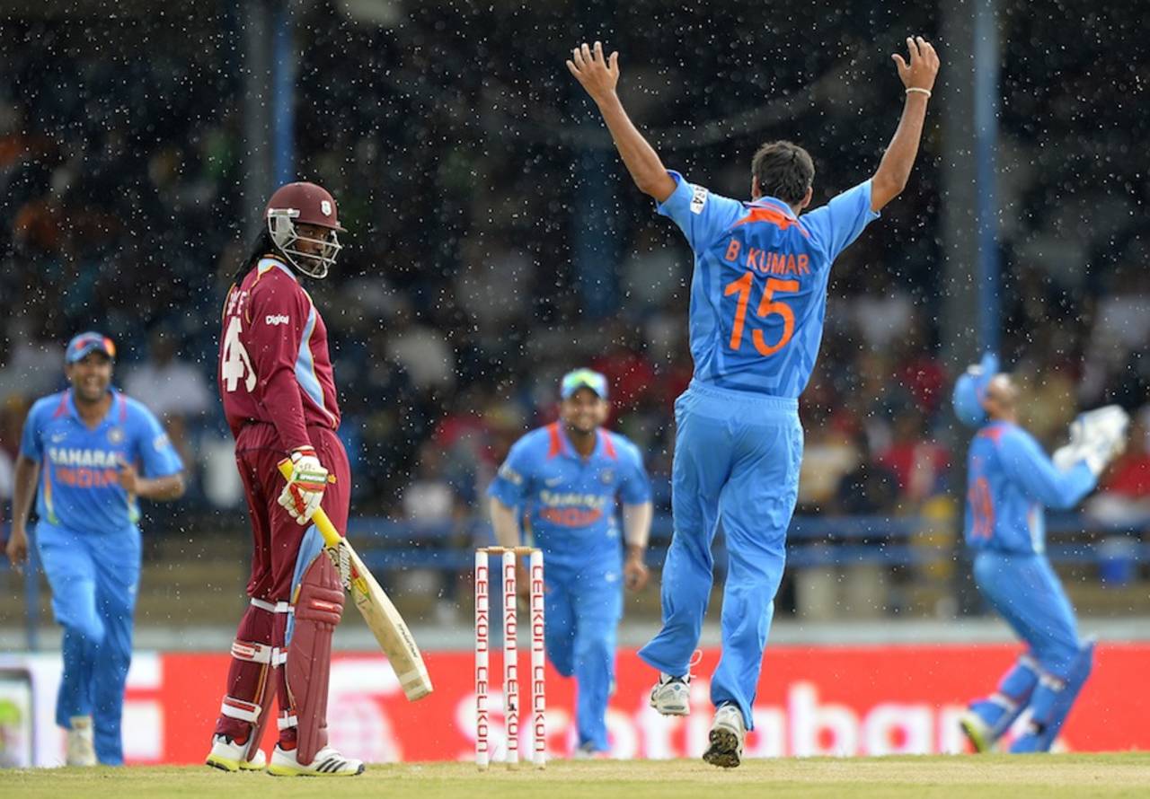 Bhuvneshwar Kumar had Chris Gayle caught behind, West Indies v India, West Indies tri-series, Port of Spain, July 5, 2013
