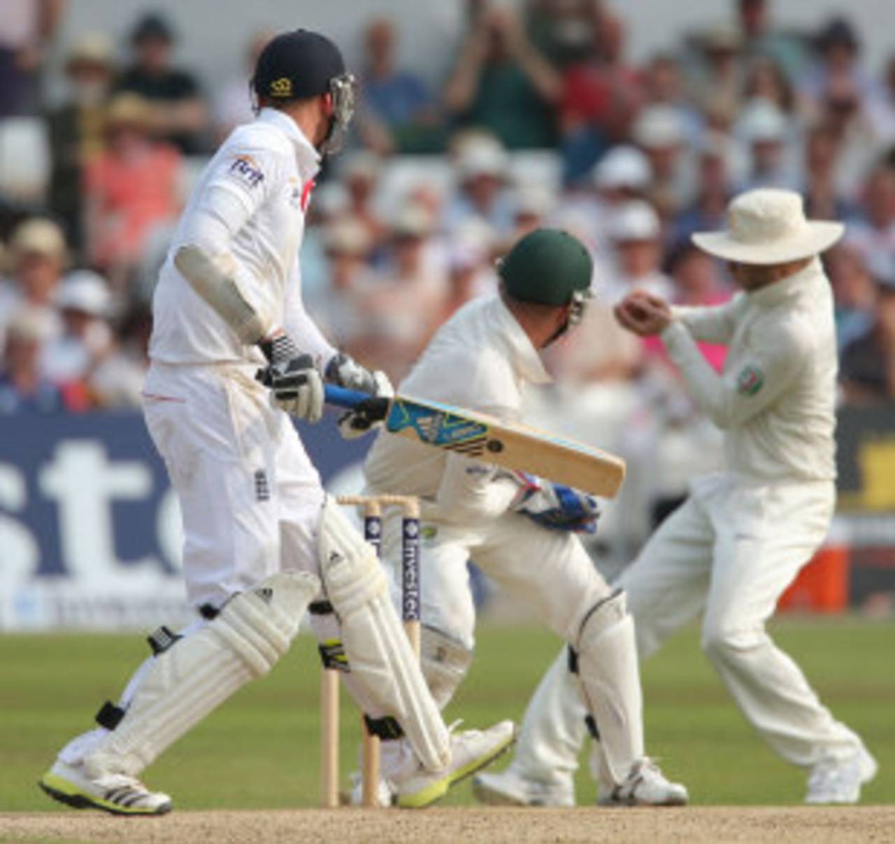 Stuart Broad edged to slip but was given not out, and Australia had no reviews left&nbsp;&nbsp;&bull;&nbsp;&nbsp;PA Photos