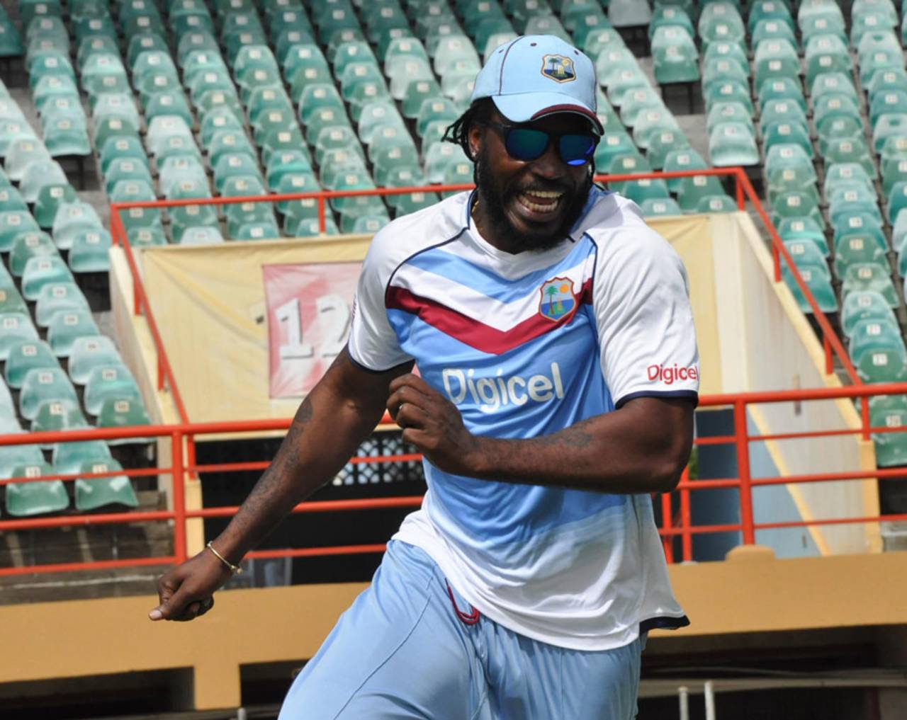 Chris Gayle trains ahead of the series against Pakistan, Providence, July 13, 2013 