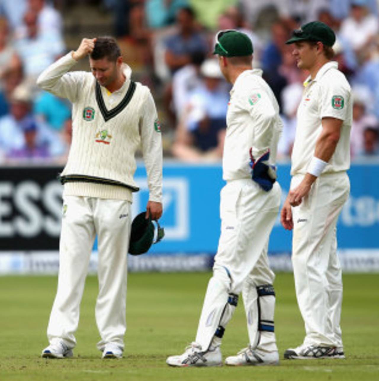 Tough day: Michael Clarke ponders his options, England v Australia, 2nd Investec Test, Lord's, 3rd day, July 20, 2013
