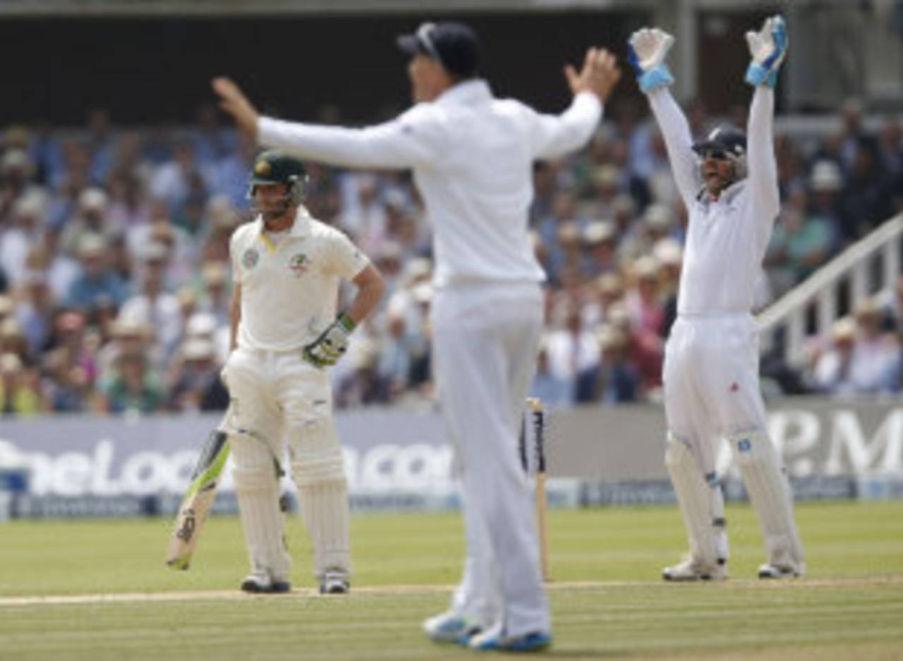 England appeal for the wicket of Phillip Hughes, England v Australia, 2nd Investec Test, Lord's, 4th day, July 21, 2013