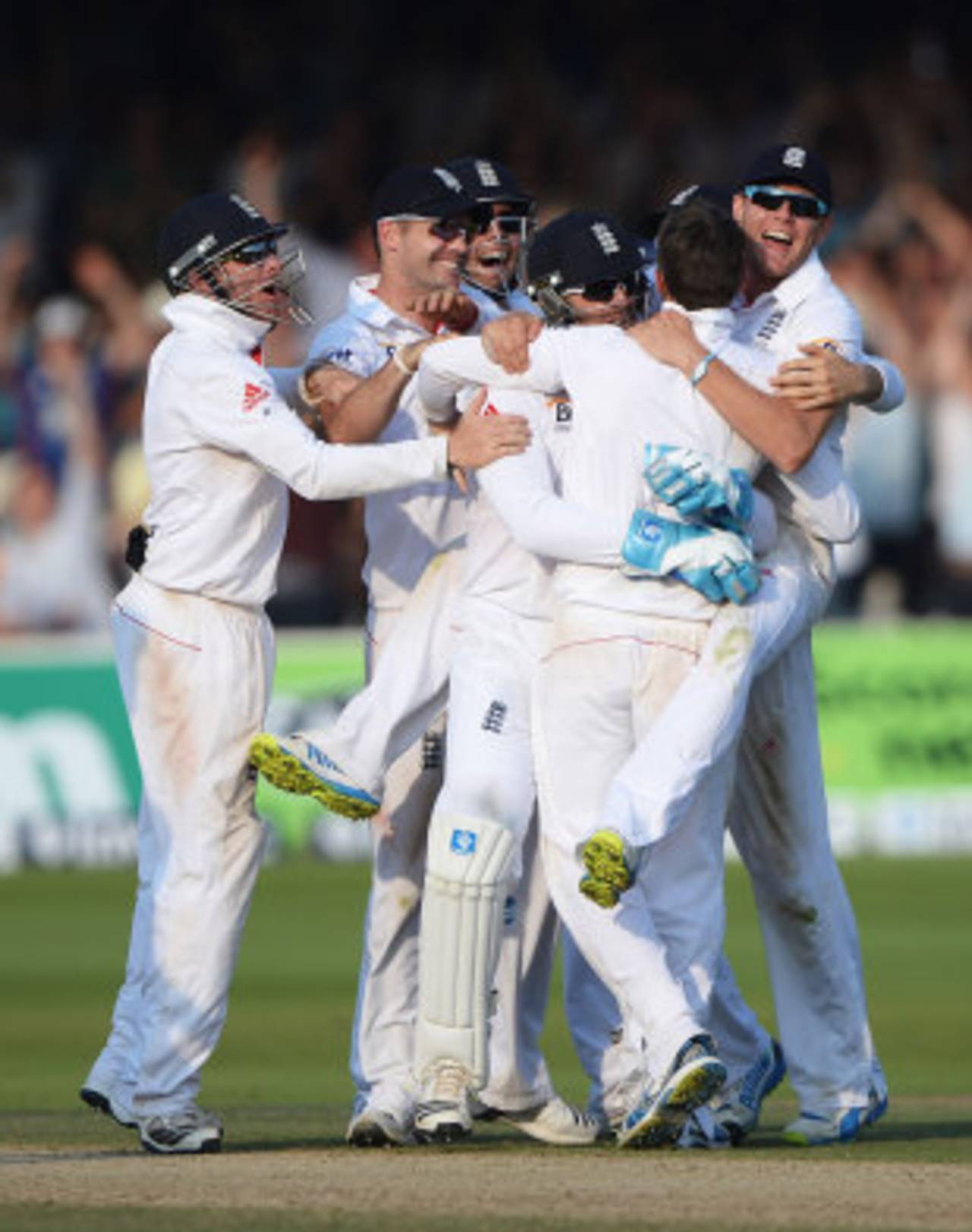 Graeme Swann is engulfed as England wrapped up a huge win at Lord's&nbsp;&nbsp;&bull;&nbsp;&nbsp;Getty Images