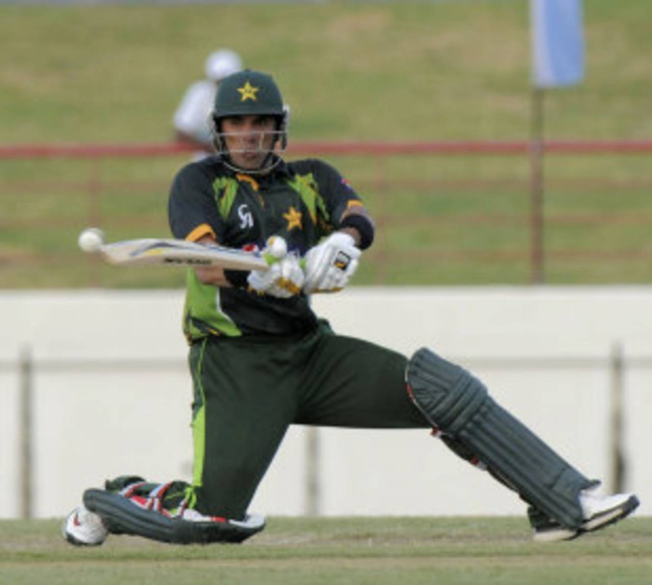 Misbah-ul-Haq reverse sweeps the ball, West Indies v Pakistan, 4th ODI, St Lucia, July 21, 2013