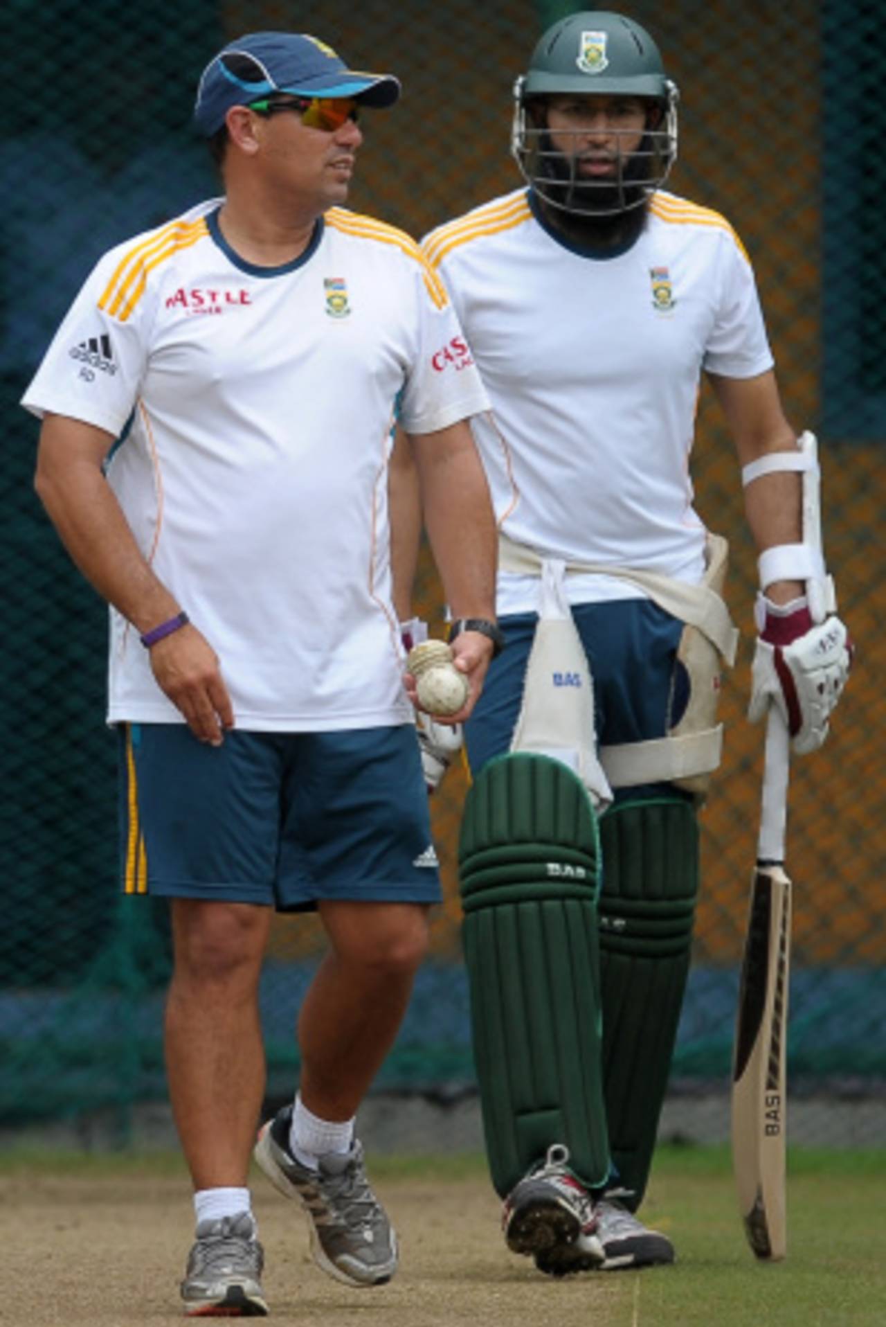 South Africa coach Russell Domingo with Hashim Amla, Colombo, July 22, 2013