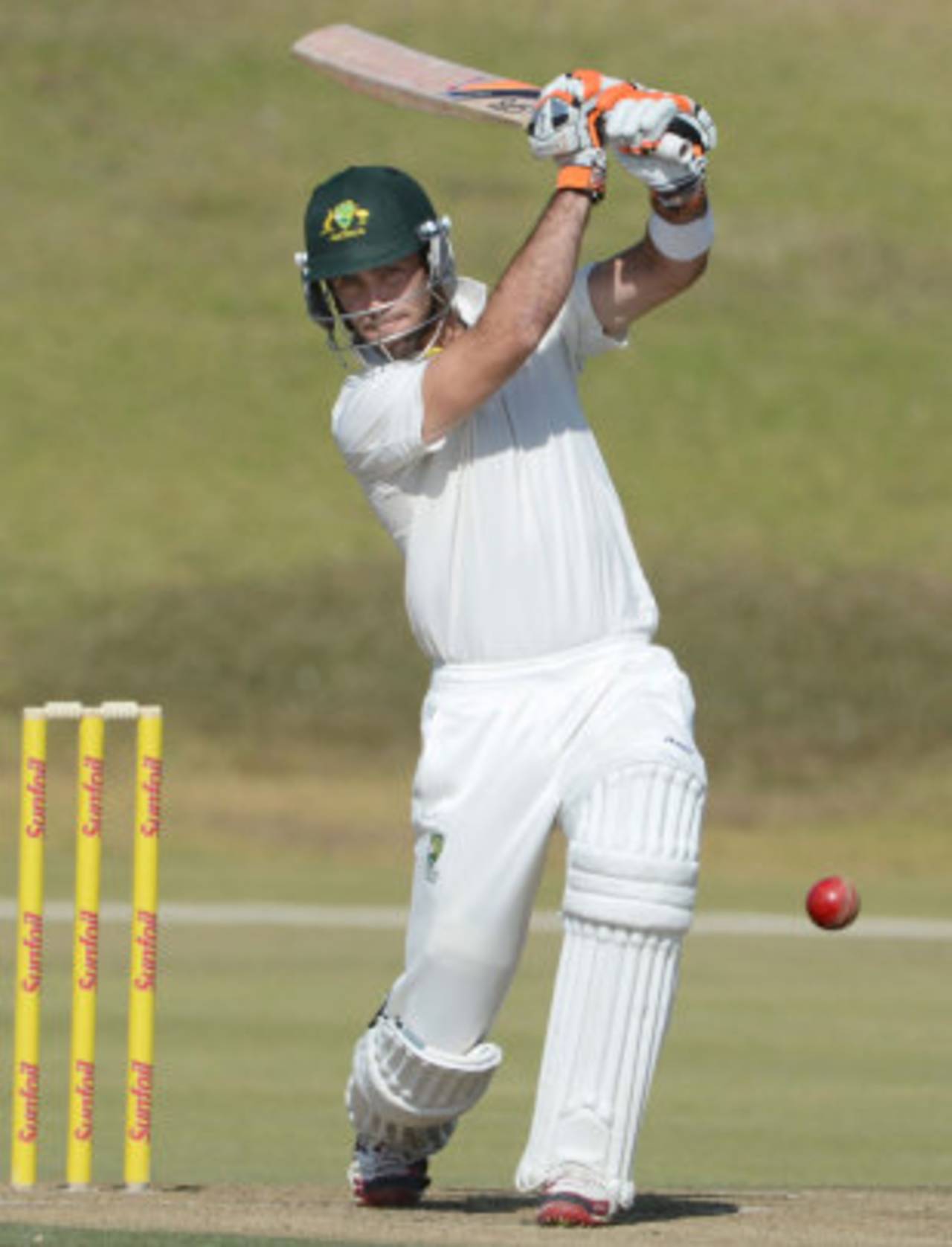 Glenn Maxwell drives through the off side, South Africa A v Australia A, 1st unofficial Test, 2nd day, Pretoria, July 25, 2013