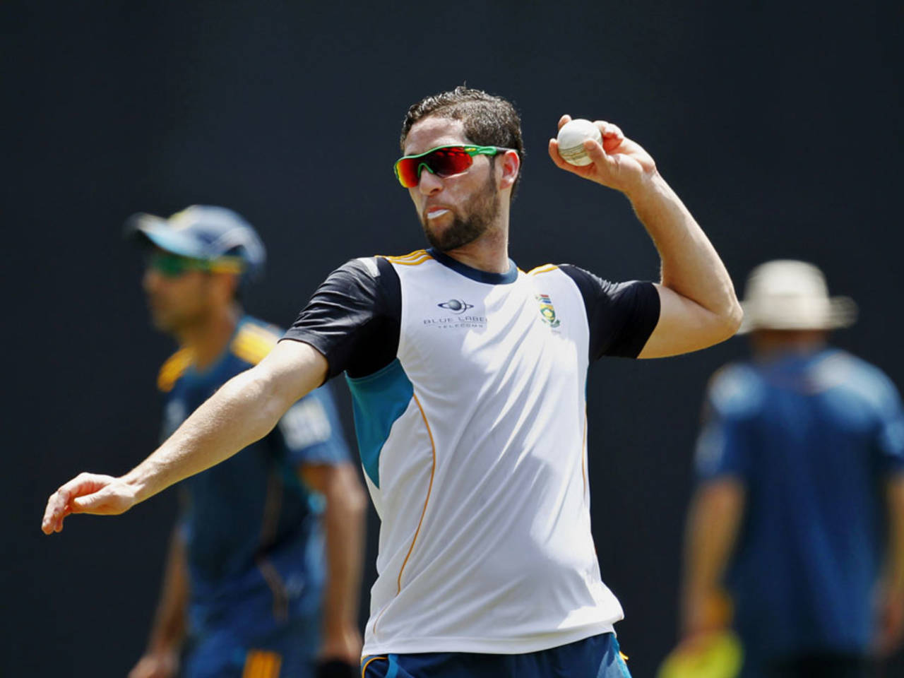 Wayne Parnell throws the ball during a drill at a practice session, Colombo, August 1, 2013