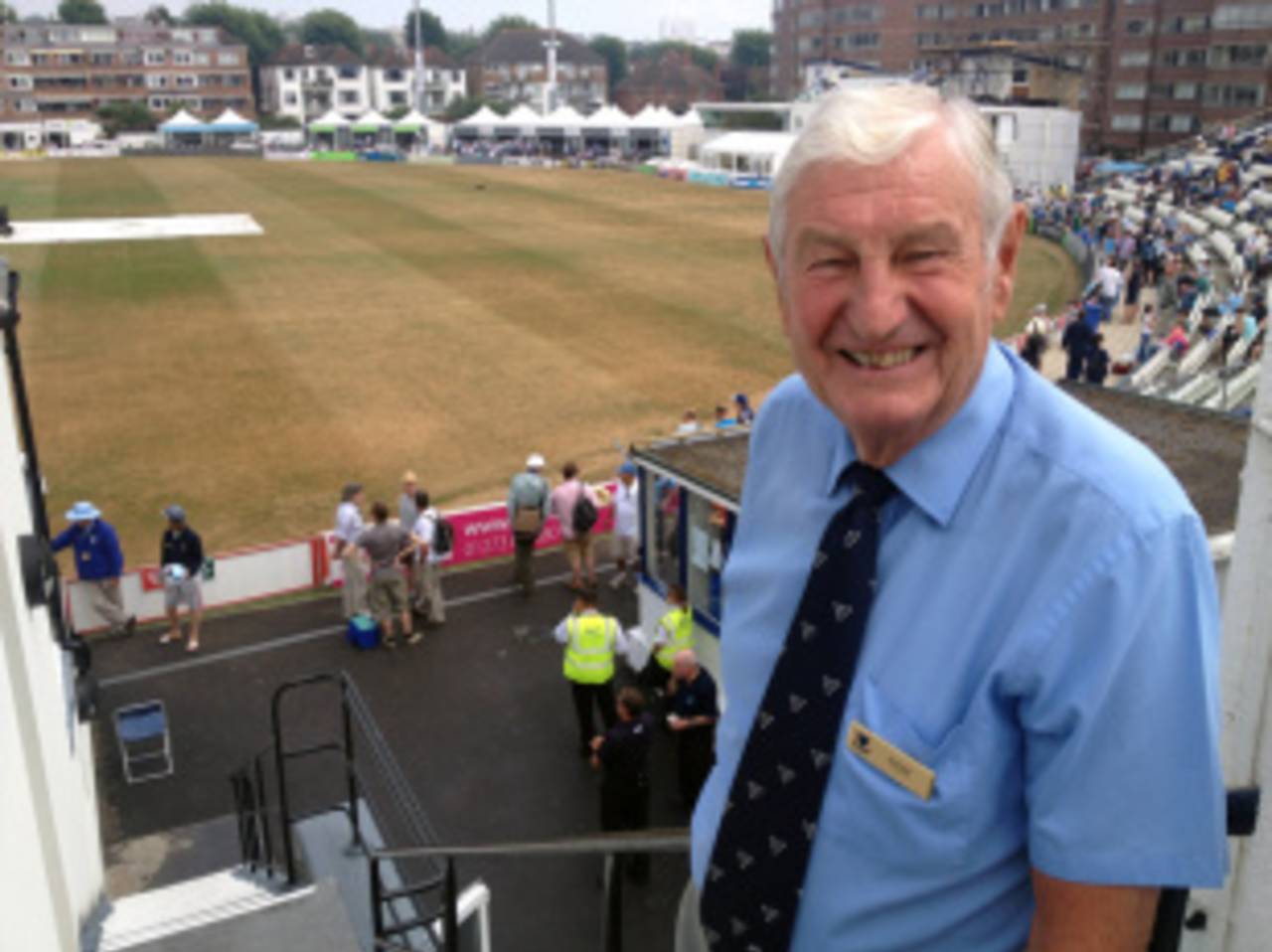 Jim Parks, the Sussex president and former England keeper-batsman, attends Australia's tour game, Sussex v Australians, 2nd day, July 27, 2013