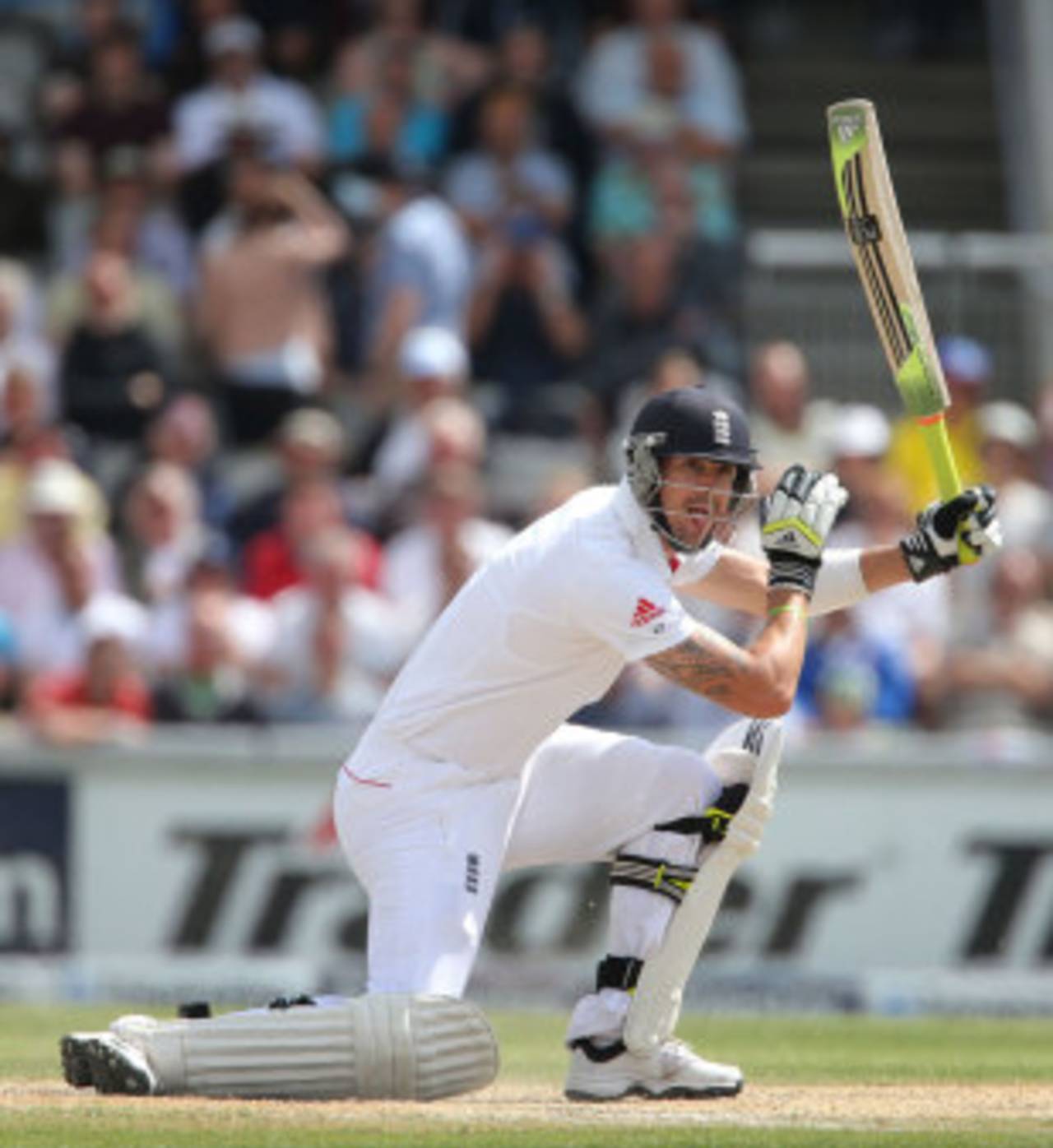 Kevin Pietersen plays a lavish square drive, England v Australia, 3rd Investec Test, Old Trafford, 3rd day, August 3, 2013