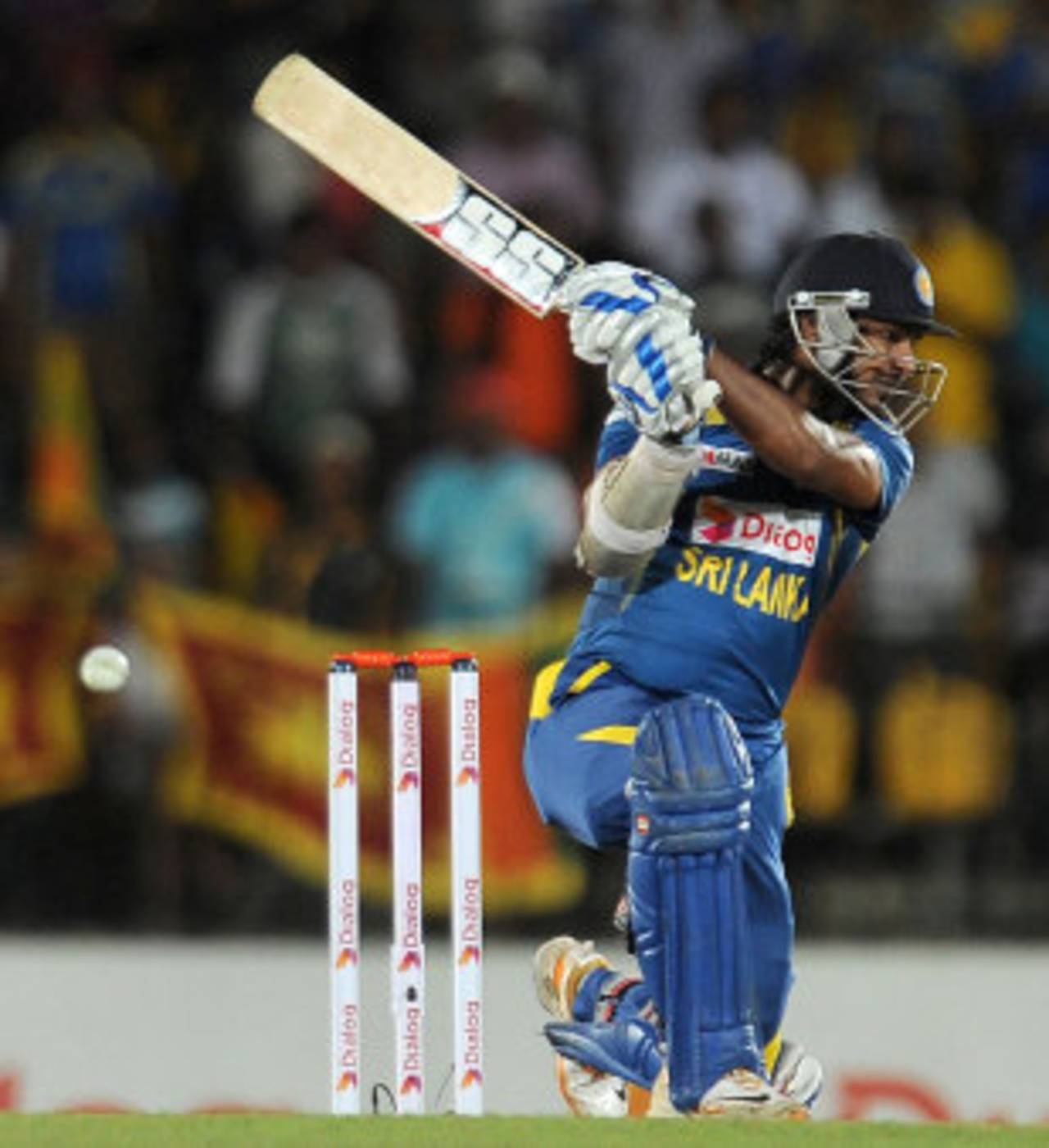Kumar Sangakkara drives at the ball, Sri Lanka v South Africa, 2nd T20I, Hambantota, August 4, 2013 