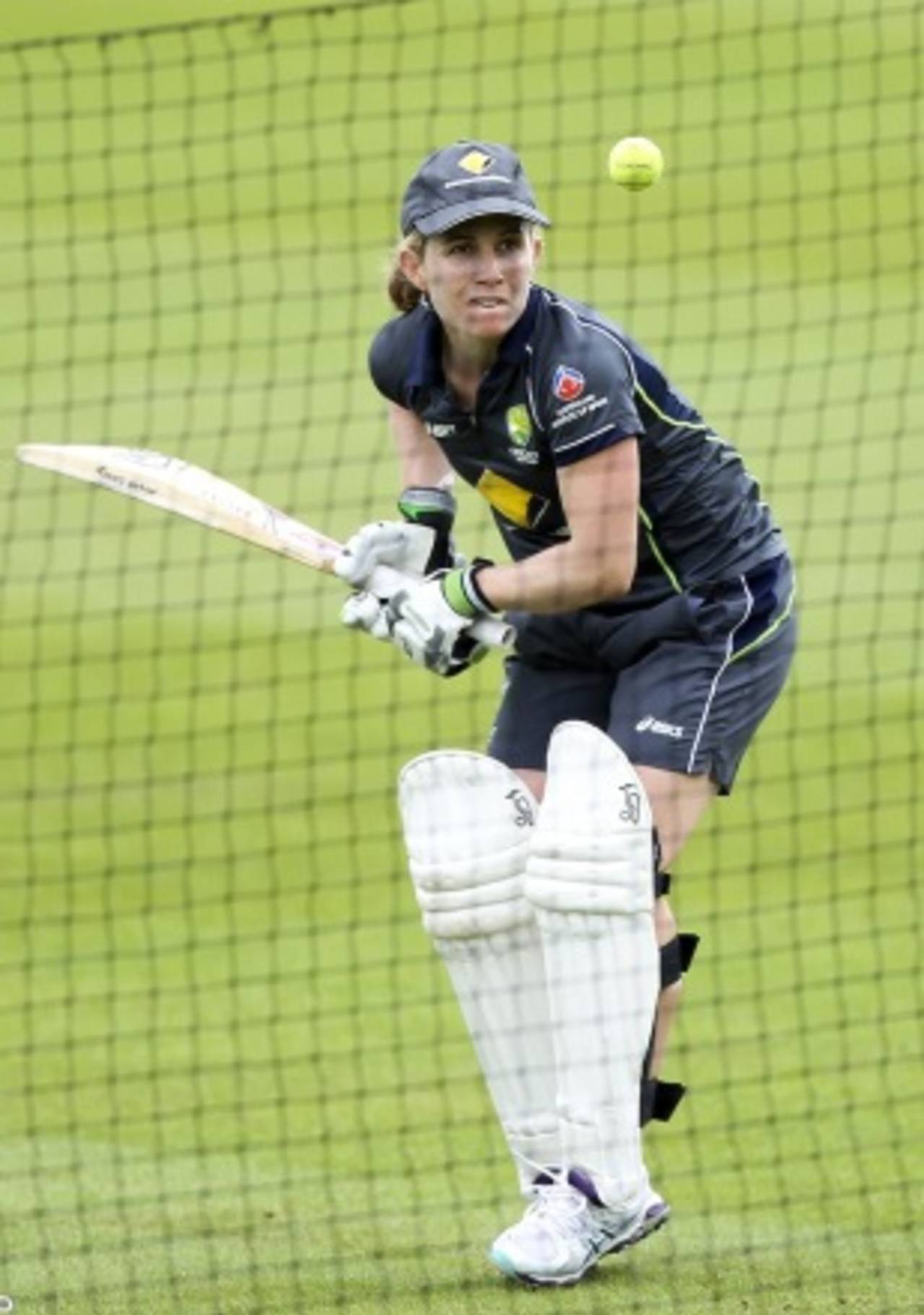 Jodie Fields bats in the nets ahead of the women's Ashes, Australia Women tour of England, Wormsley, August 9, 2013