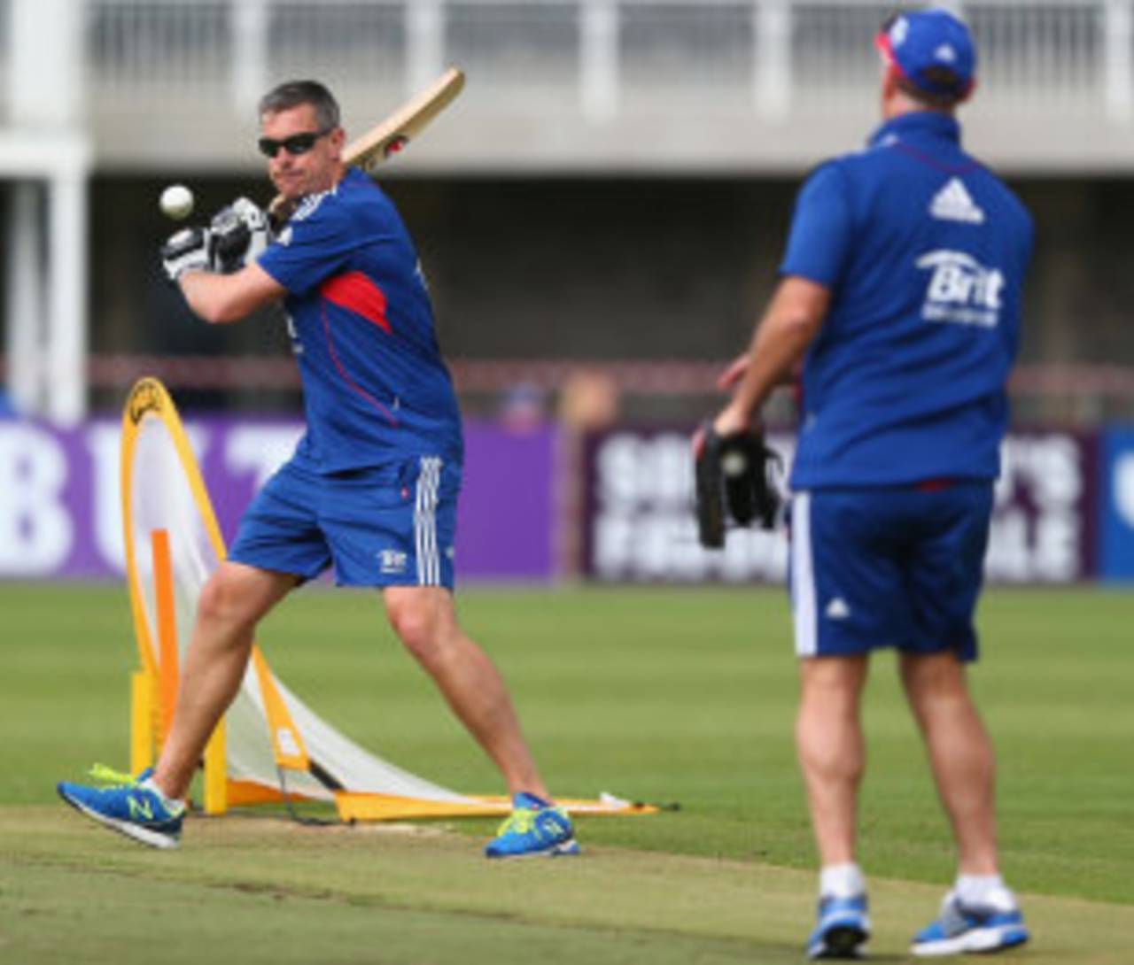 Ashley Giles has a bat in the nets, England Lions v Bangladesh A, Bristol, August 19, 2013 