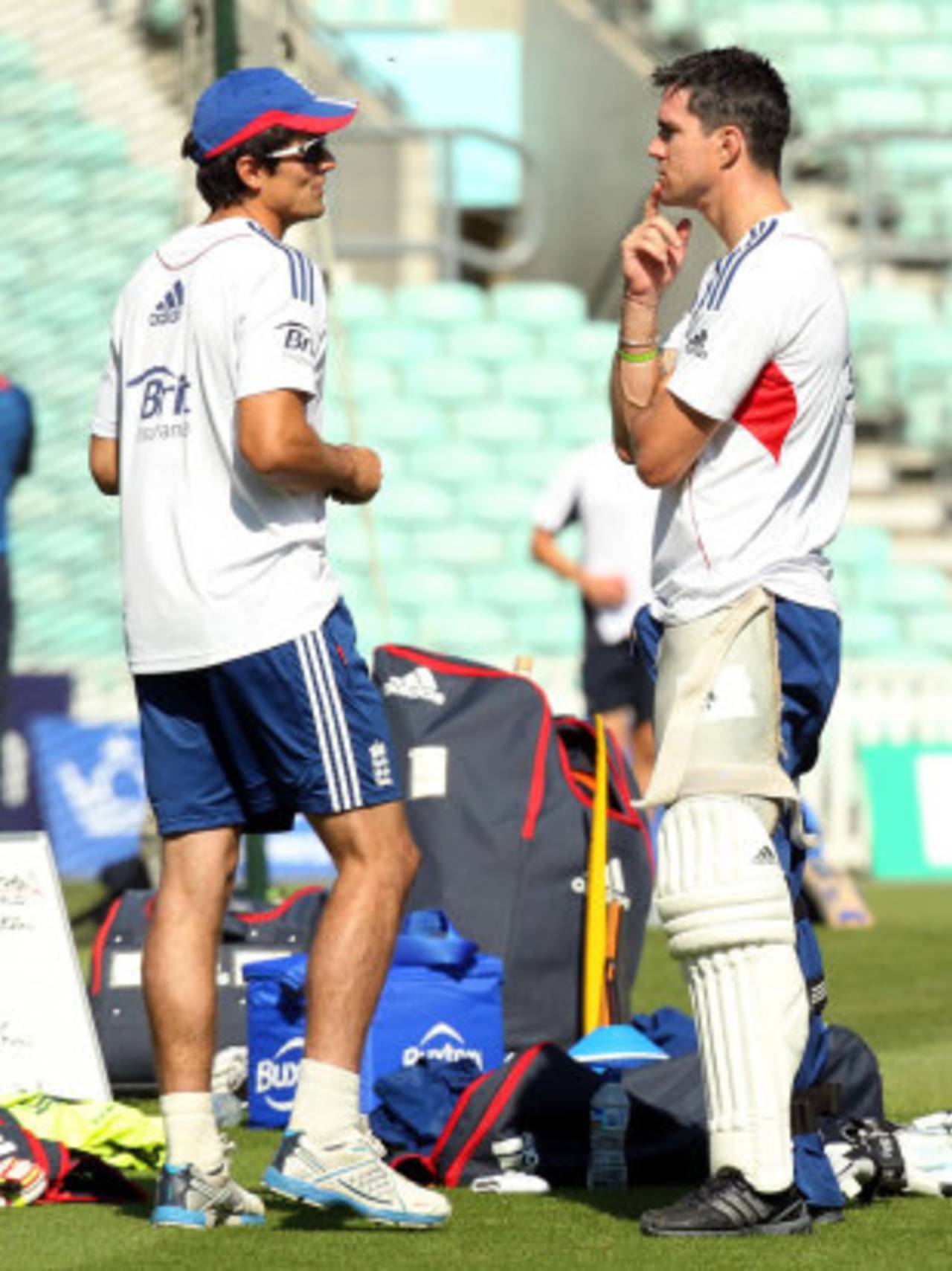 Alastair Cook and Kevin Pietersen at England practice, England v Australia, 5th Investec Test, The Oval, August 20, 2013