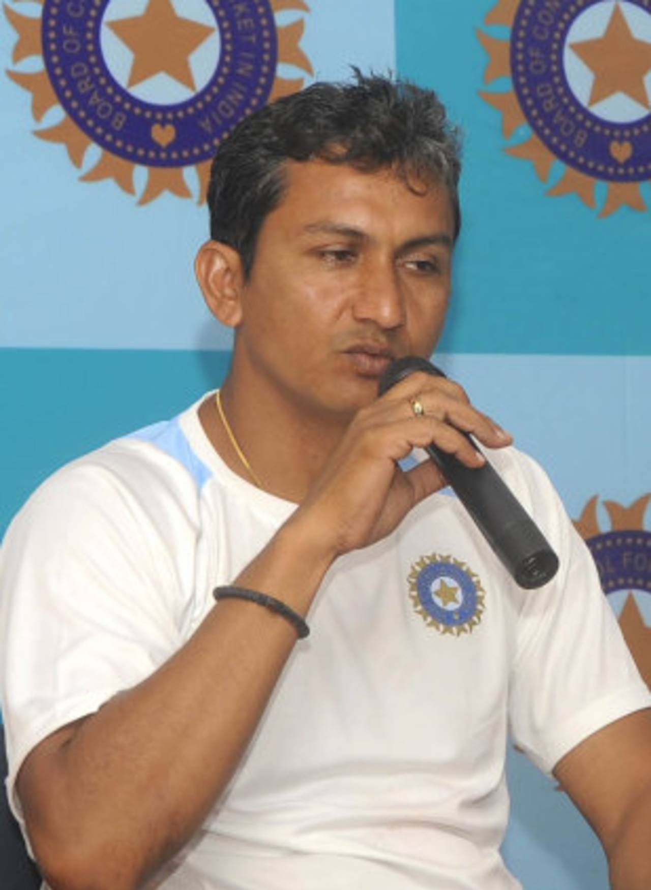 India A coach Sanjay Bangar addresses the media during a press conference, Visakhapatnam, August 27, 2013