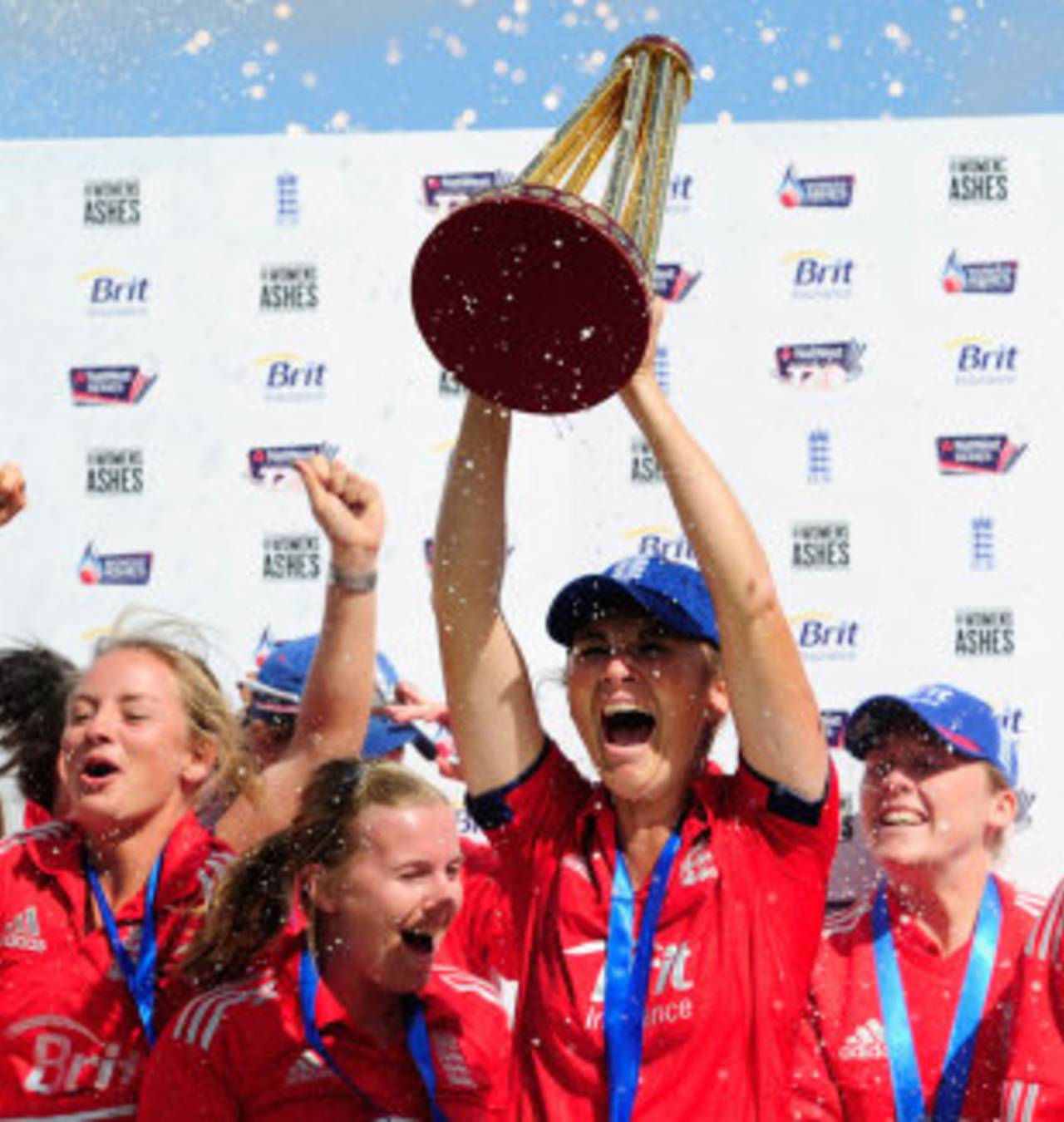 Charlotte Edwards raises the Ashes trophy last summer - just one of the successes for England's women&nbsp;&nbsp;&bull;&nbsp;&nbsp;Getty Images