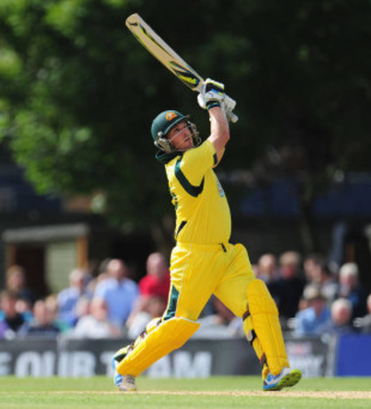 Aaron Finch tees off down the ground, Scotland v Australia, only ODI, Edinburgh, September 3, 2013