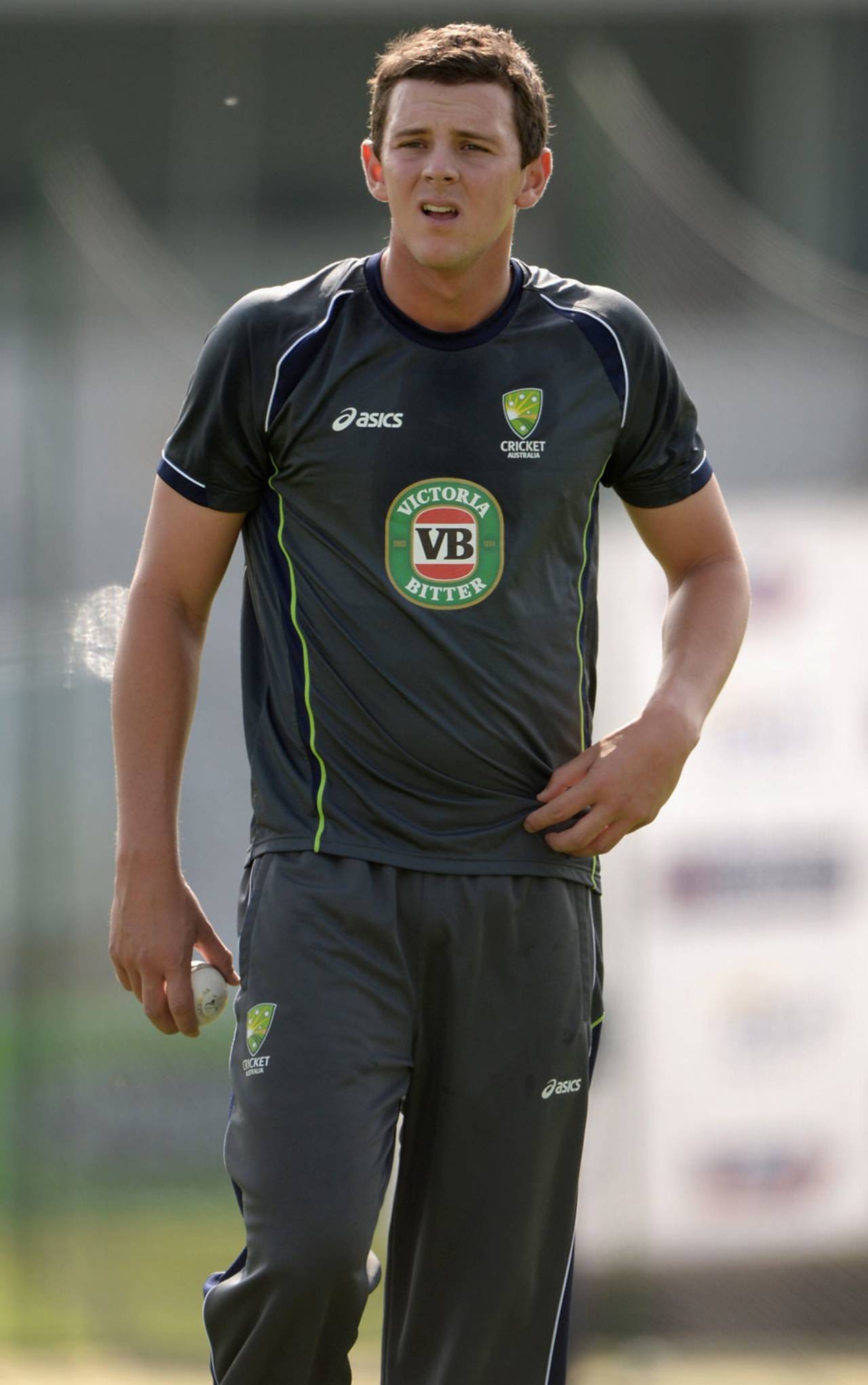 Josh Hazlewood geared up for a training session, Headingley, September 5, 2013