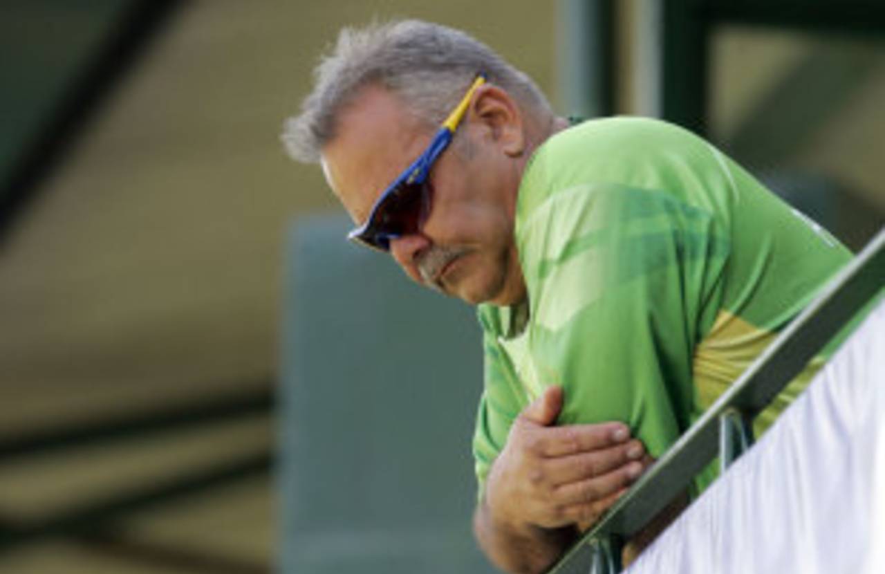 Dav Whatmore at the visitors' dressing room, Zimbabwe v Pakistan, 2nd Test, Harare, 1st day, September 10, 2013