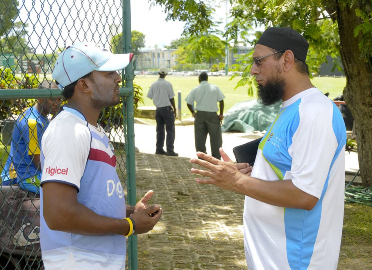 Saqlain Mushtaq spent time with the West Indies spinners in September 2013 as part of a clinic&nbsp;&nbsp;&bull;&nbsp;&nbsp;WICB Media/Brooks LaTouche Photography Ltd