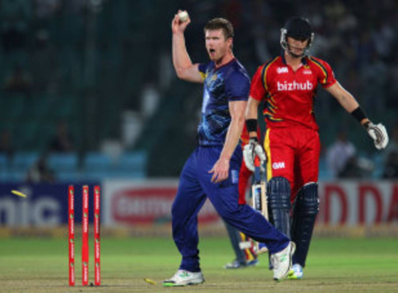 James Neesham led Otago to victory in the Super Over, Lions v Otago, Group A, Champions League 2013, Jaipur, September 29, 2013